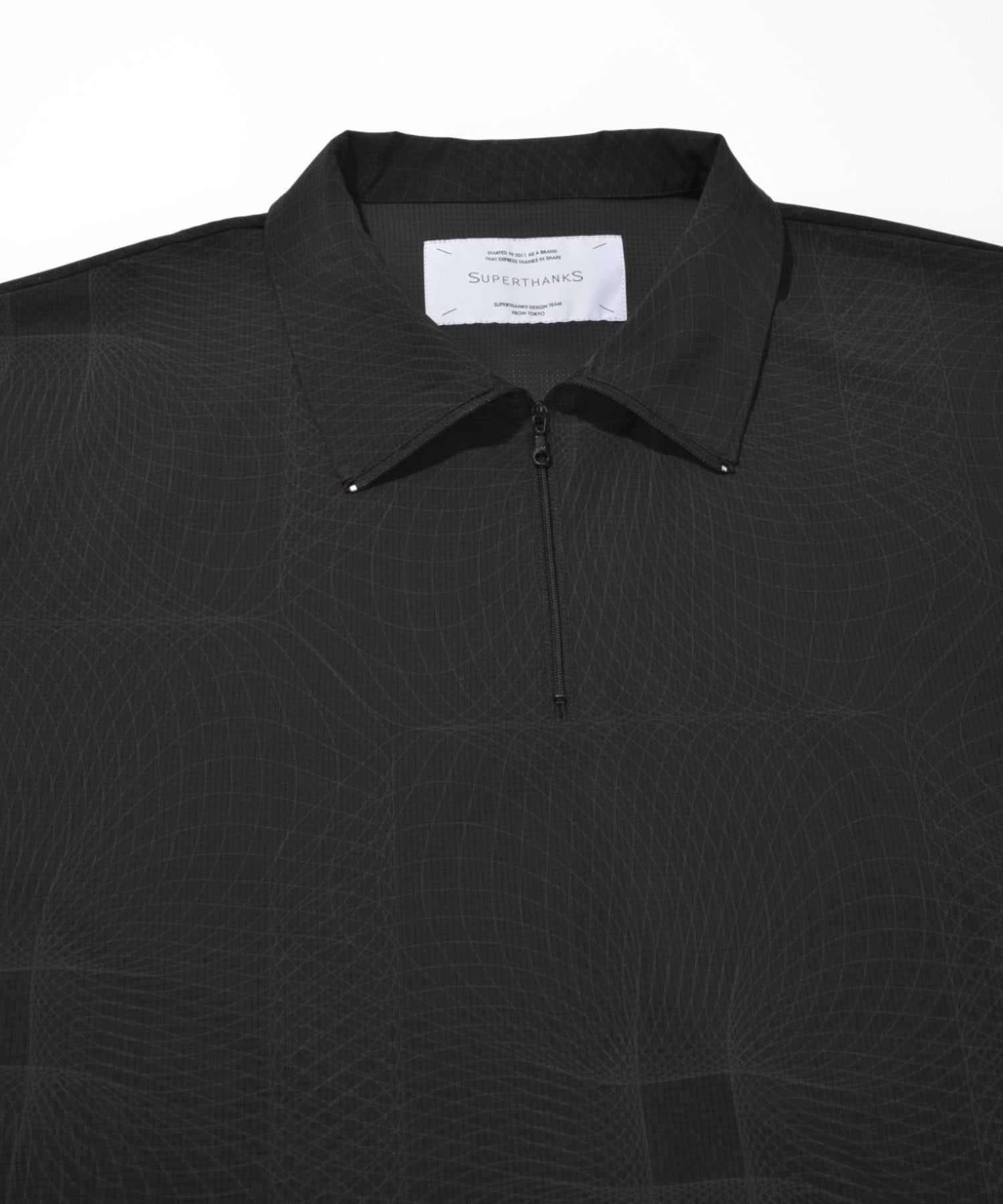 Technical S/S high-zip pullover - black