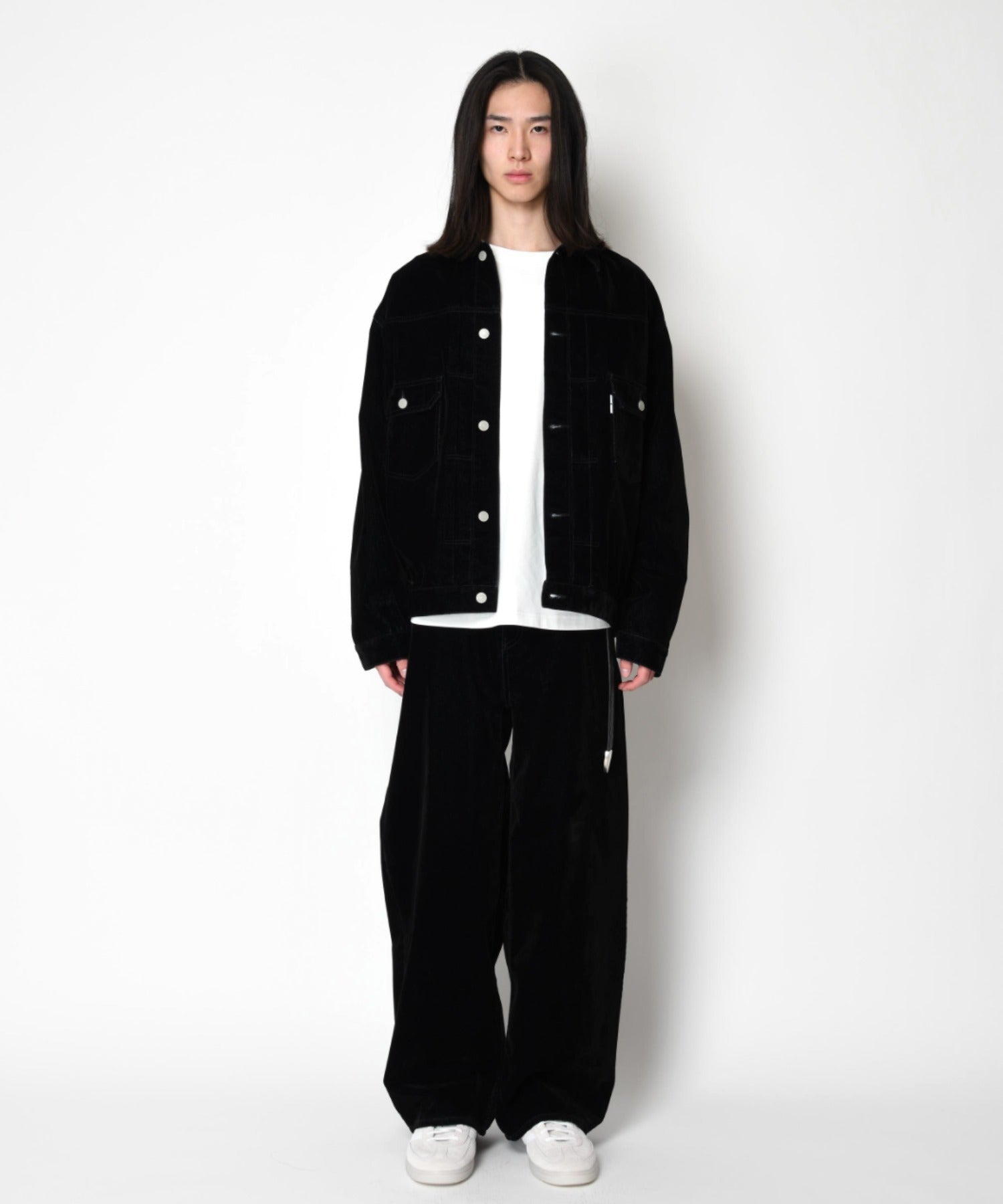 Black flocky denim type2-jacket - onewash black