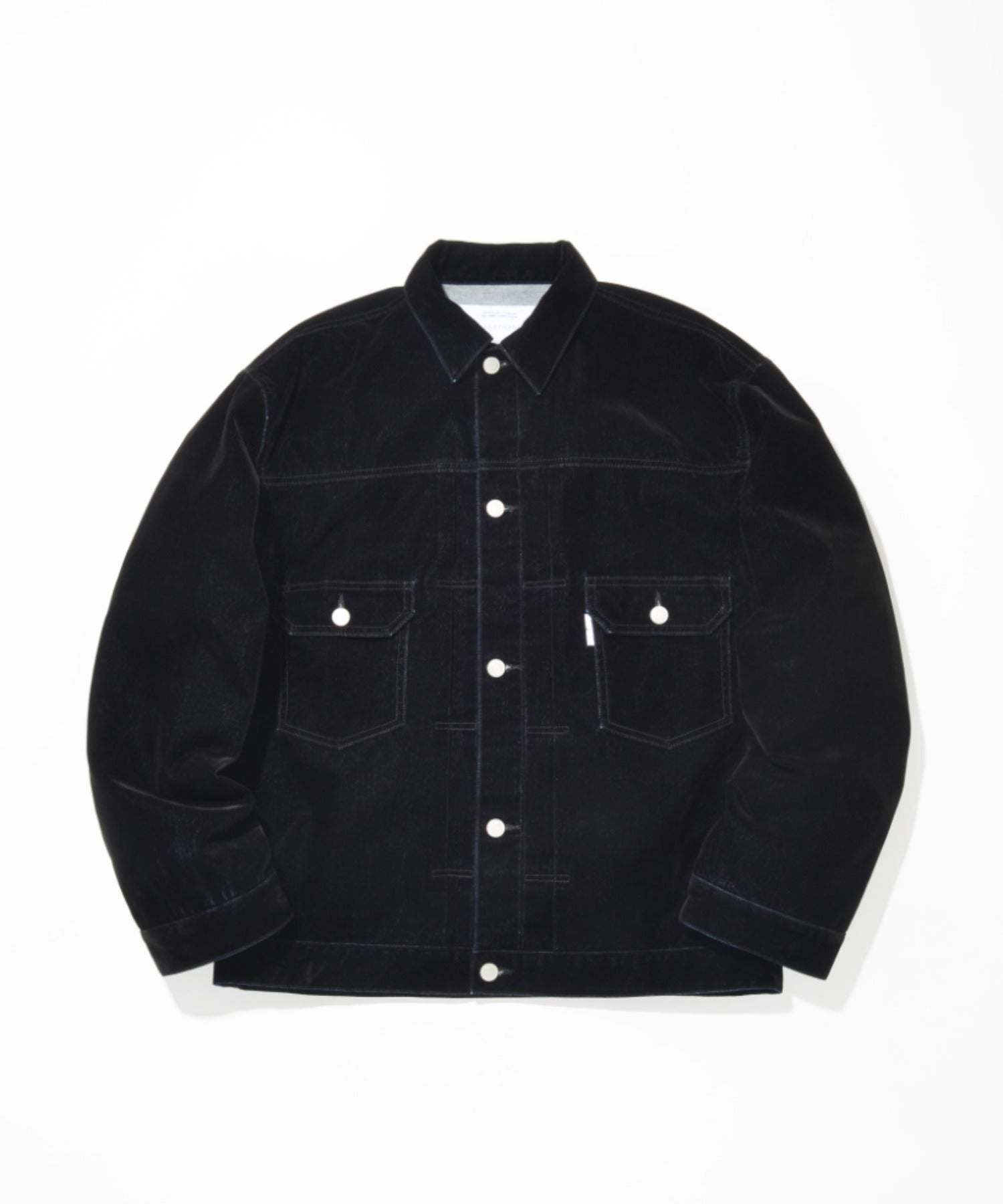 Black flocky denim type2-jacket - onewash black