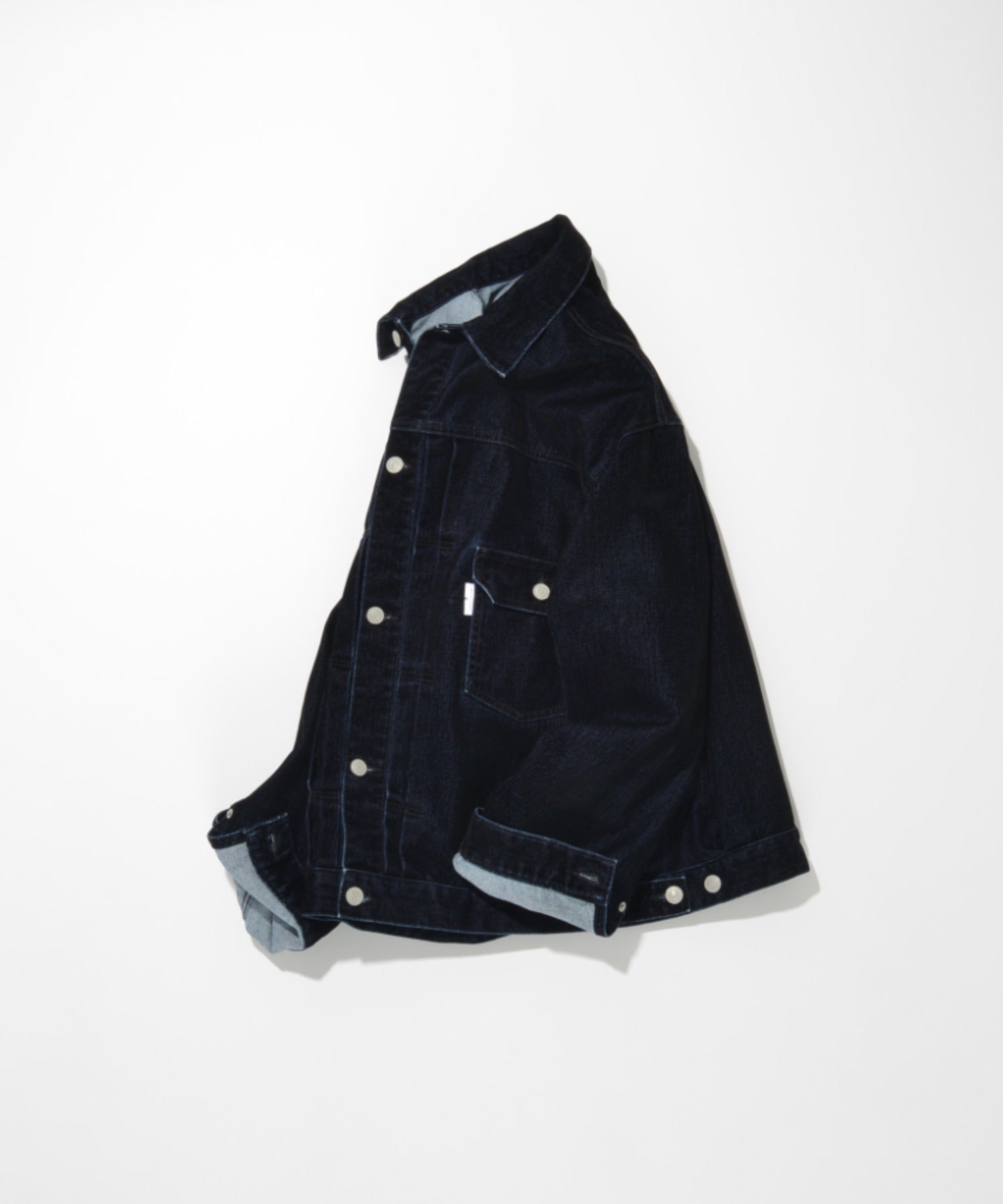 Black flocky denim type2-jacket - biowash black
