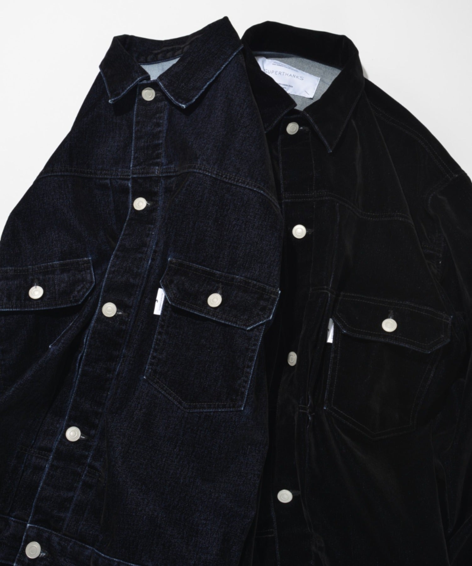 Black flocky denim type2-jacket - onewash black