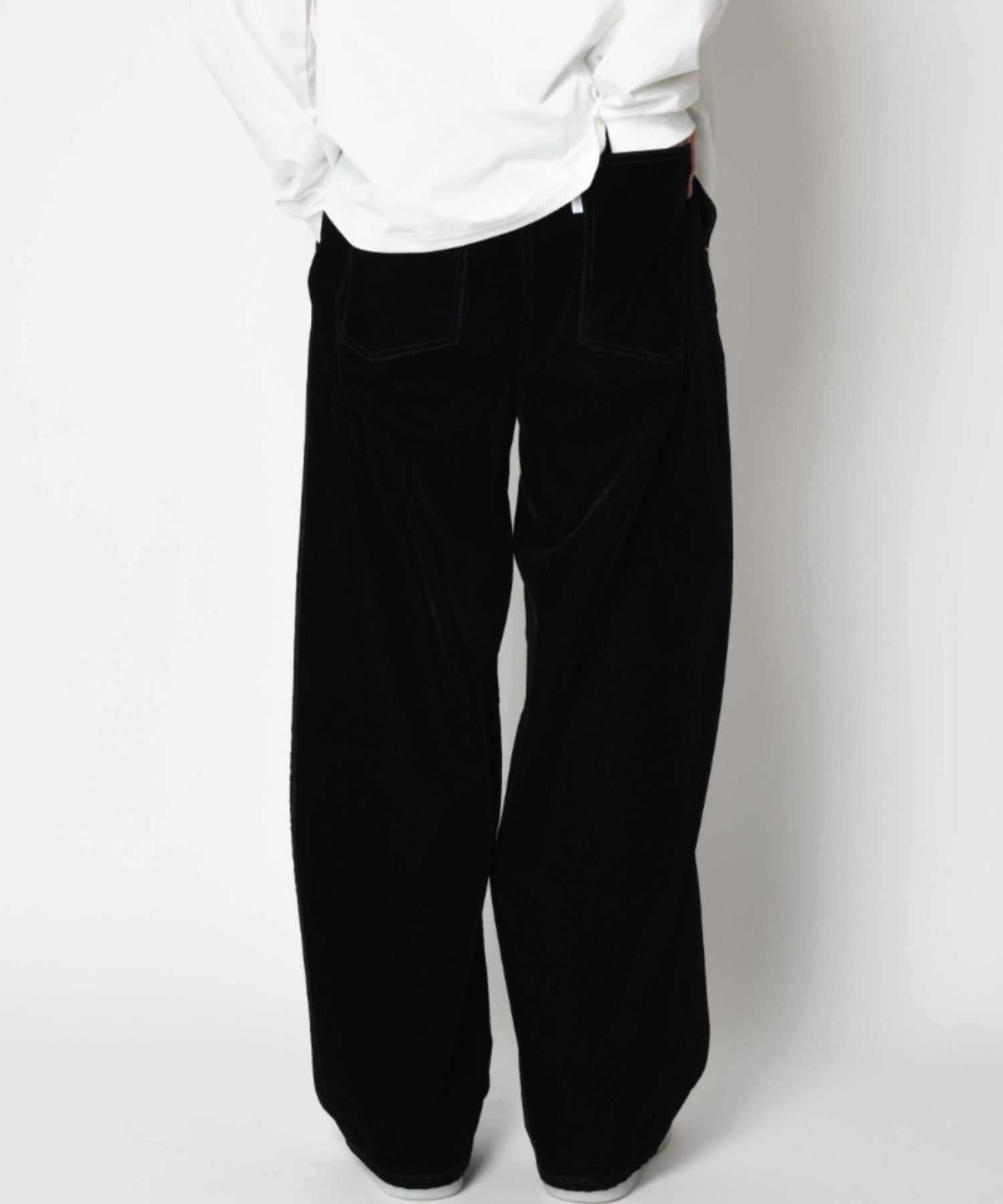 Black flocky denim barrel leg trousers - onewash black