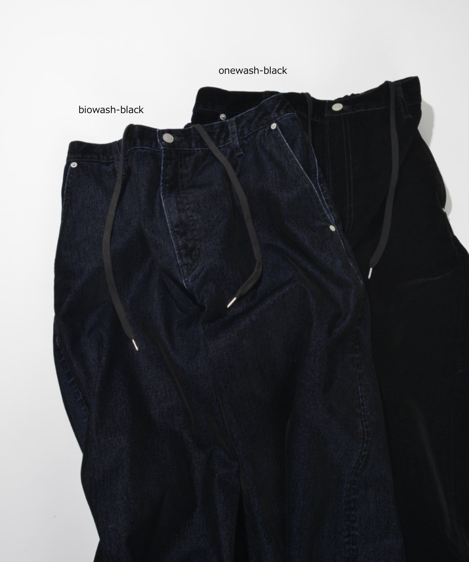 Black flocky denim barrel leg trousers - onewash black