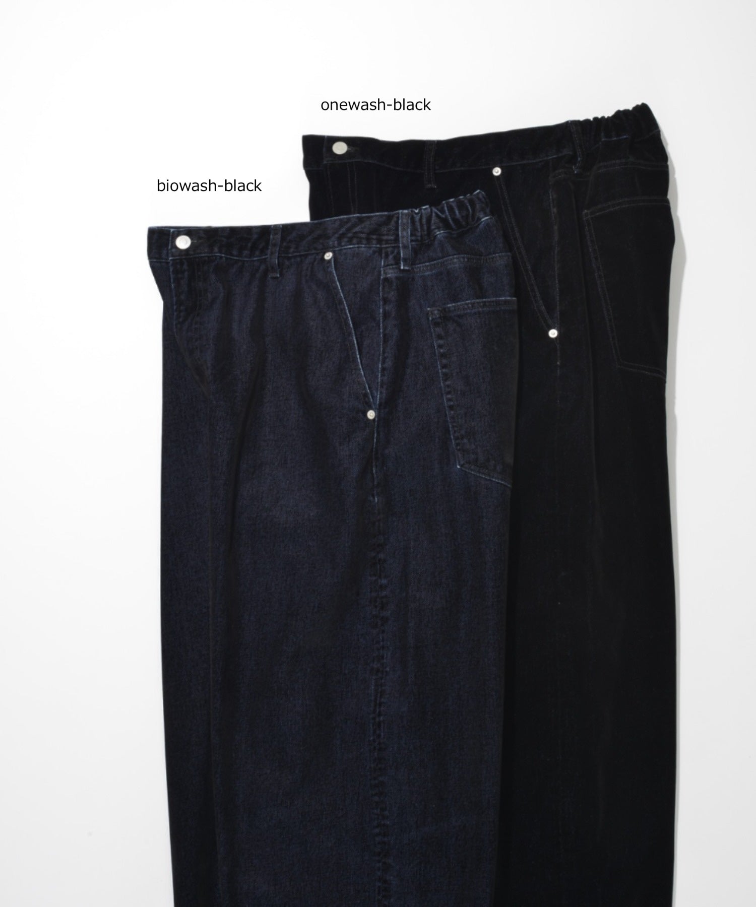 Black flocky denim barrel leg trousers - onewash black