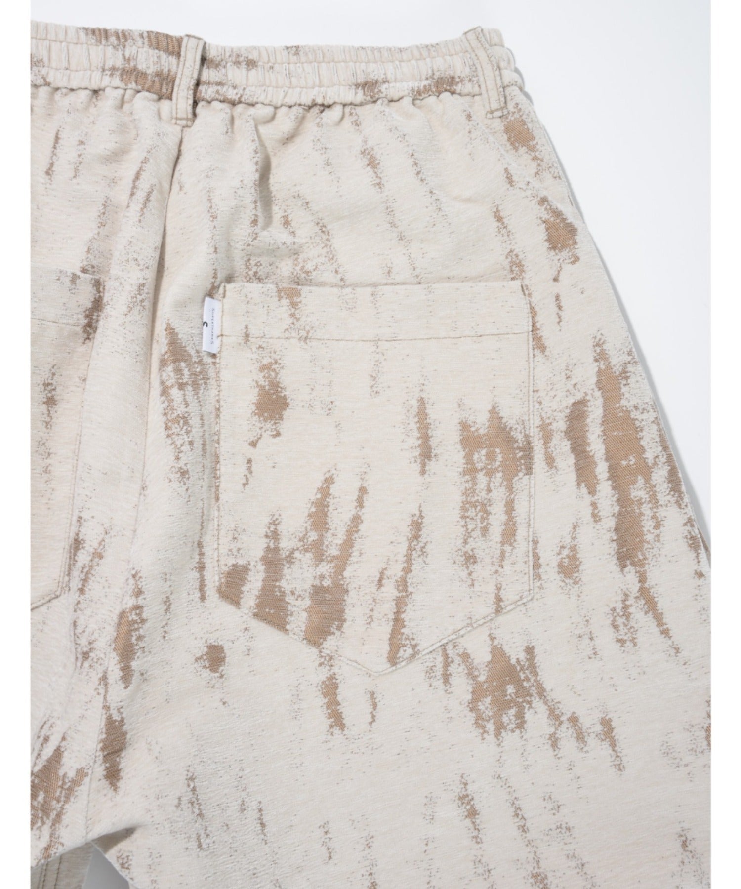 Damage jacquard side-tuck wide trousers - ivory / beige