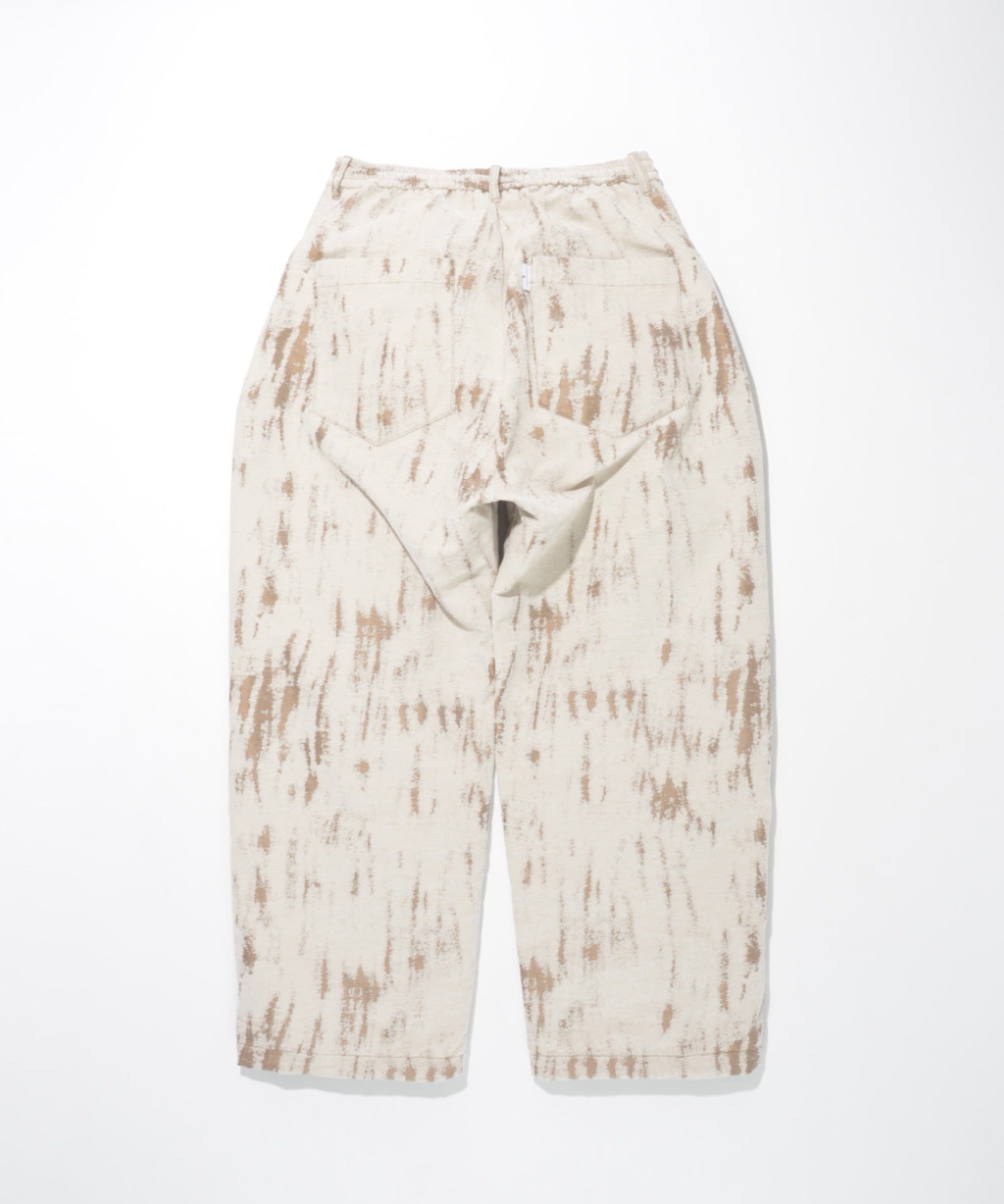 Damage jacquard side-tuck wide trousers - ivory / beige