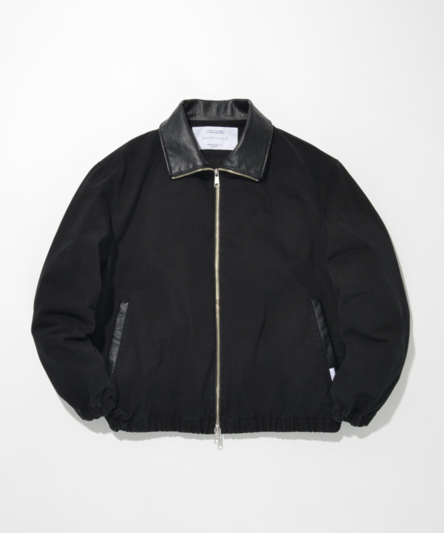 Pigment dyed stand-collar zip blouson-black