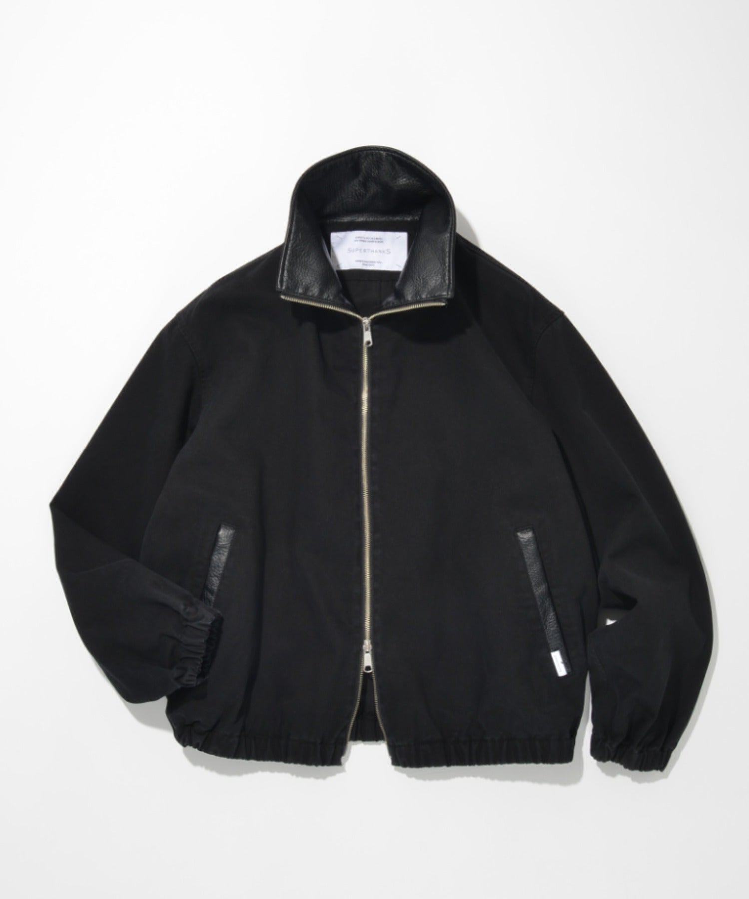 Pigment dyed stand-collar zip blouson-black