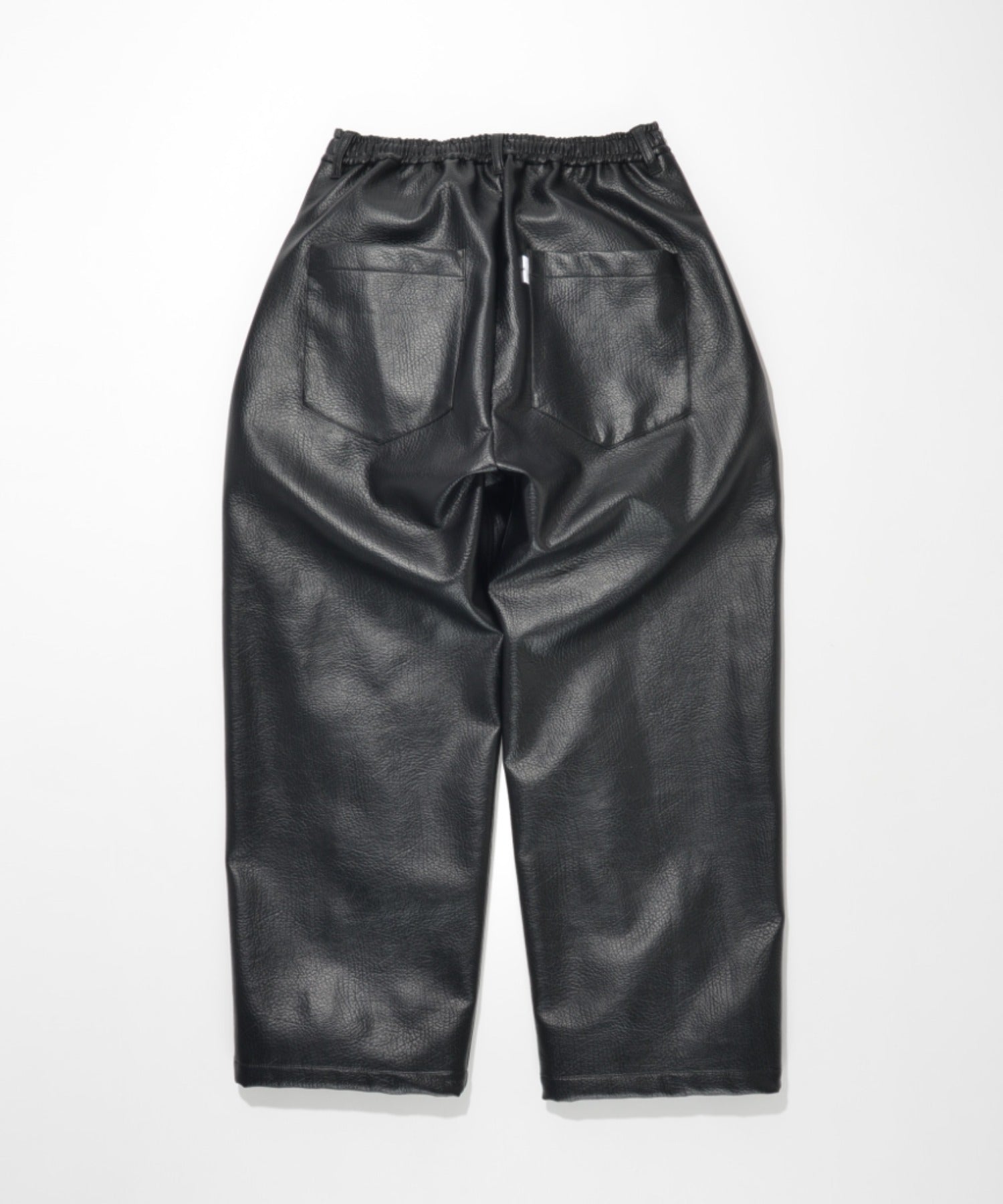 Shrink faux leather side-tuck wide trousers - faux leather black