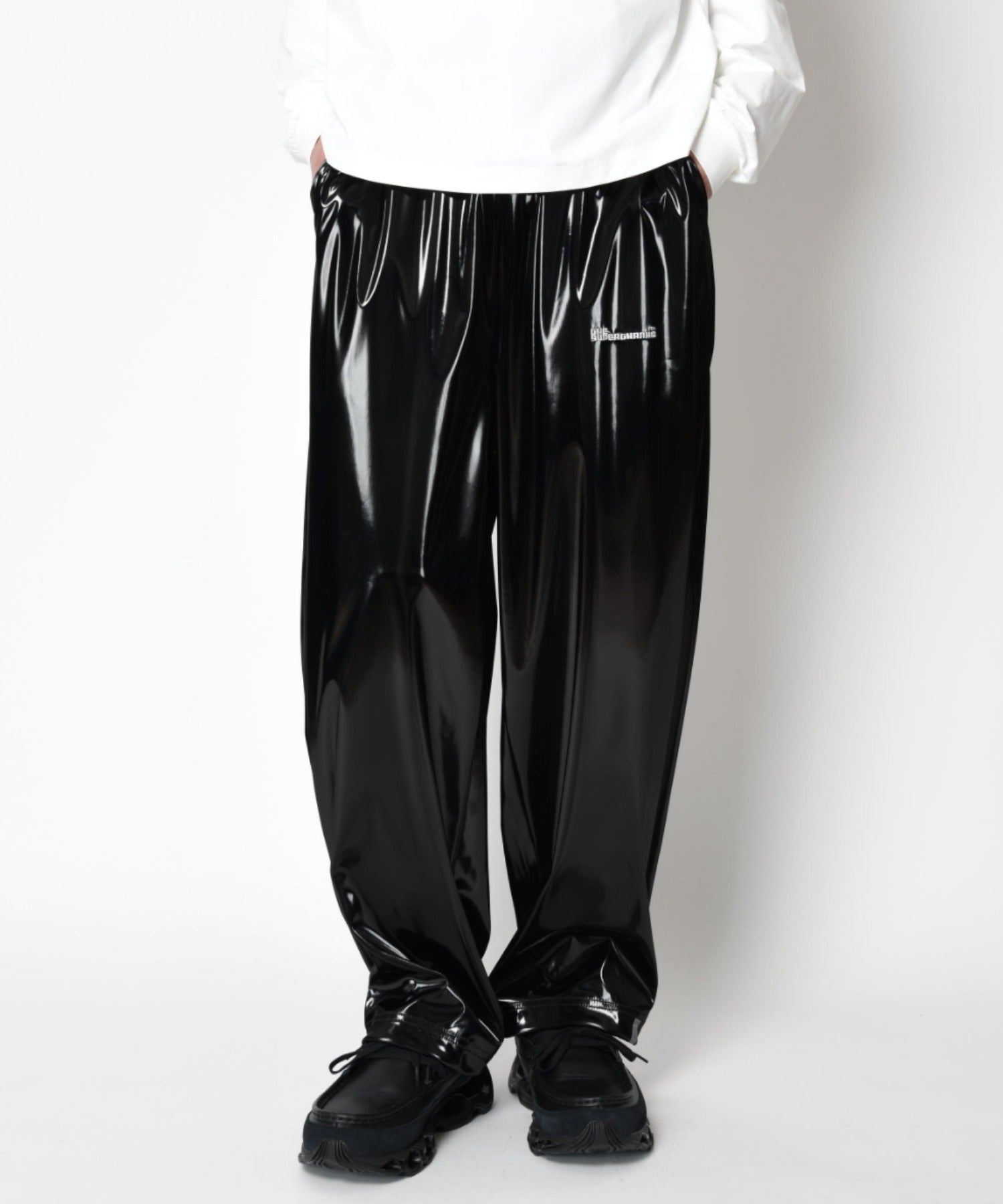 Side-tuck balloon pants - glitter black