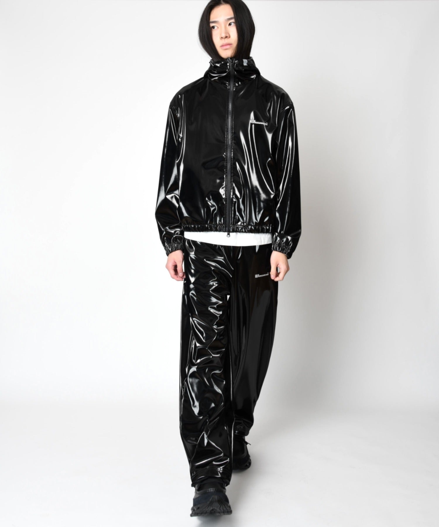 Side-tuck balloon pants - glitter black