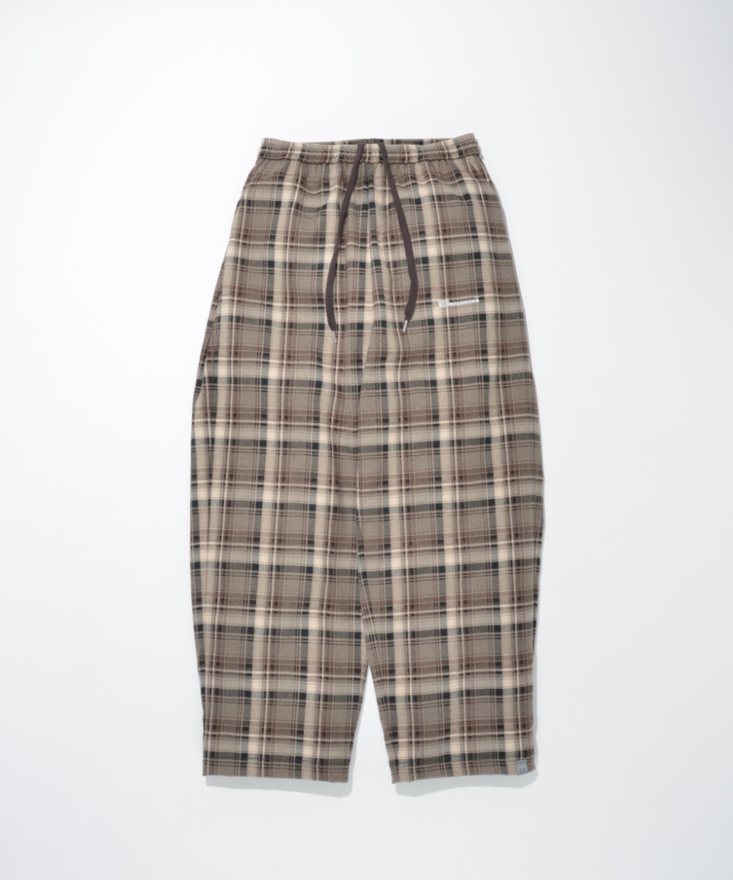 Side-tuck balloon pants - beige check