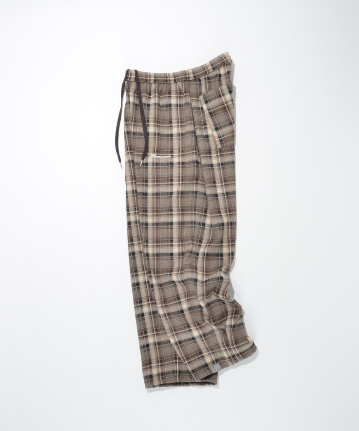 Side-tuck balloon pants - beige check