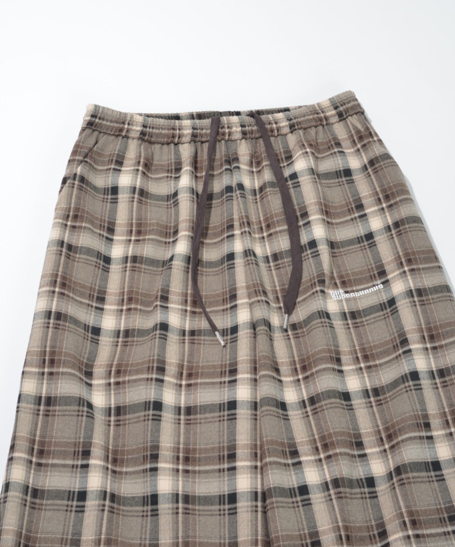 Side-tuck balloon pants - beige check