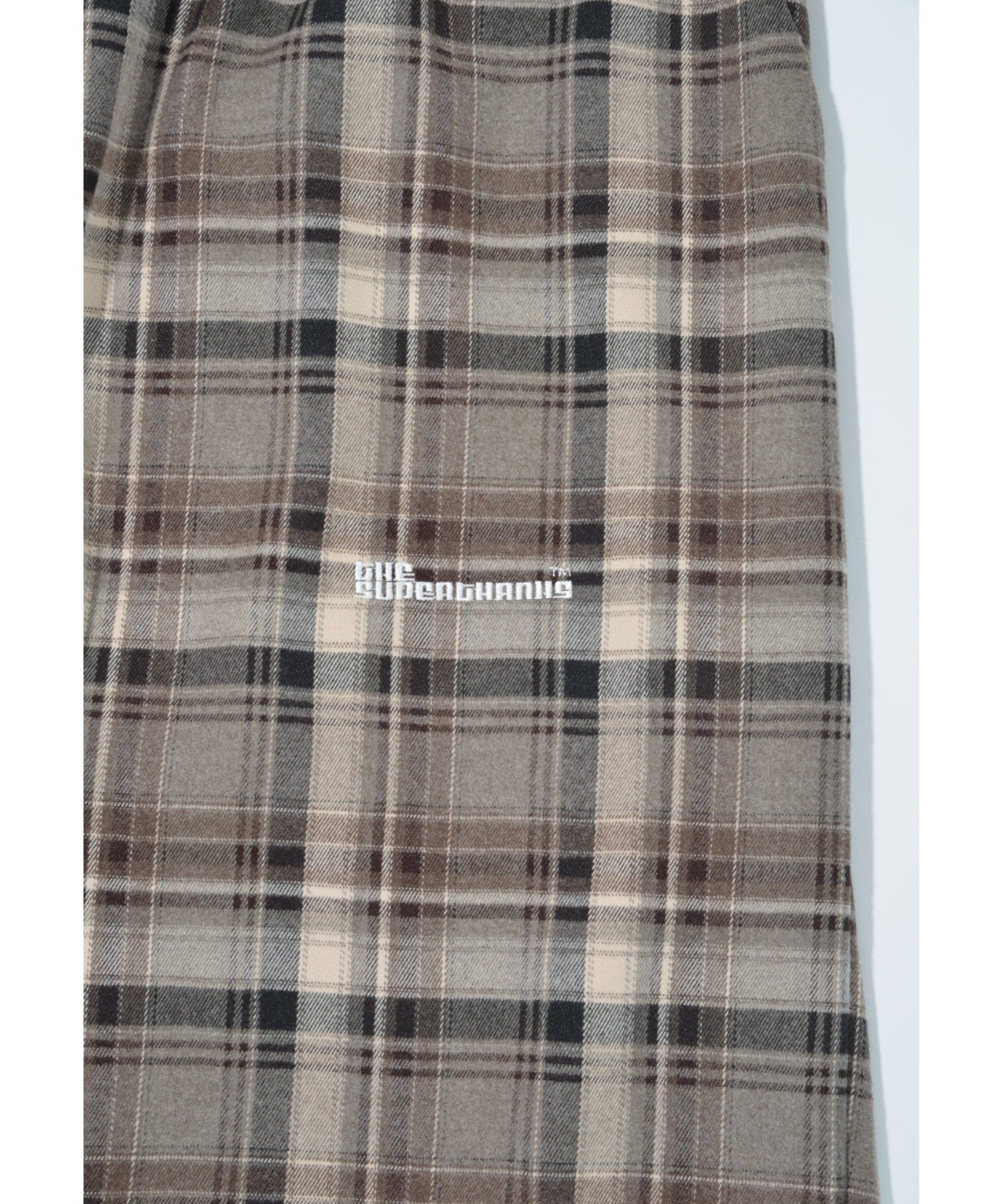 Side-tuck balloon pants - beige check