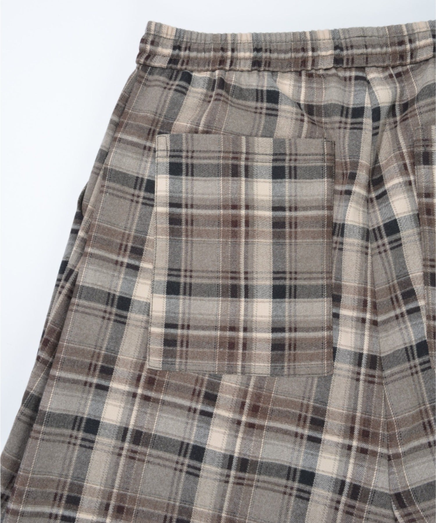Side-tuck balloon pants - beige check