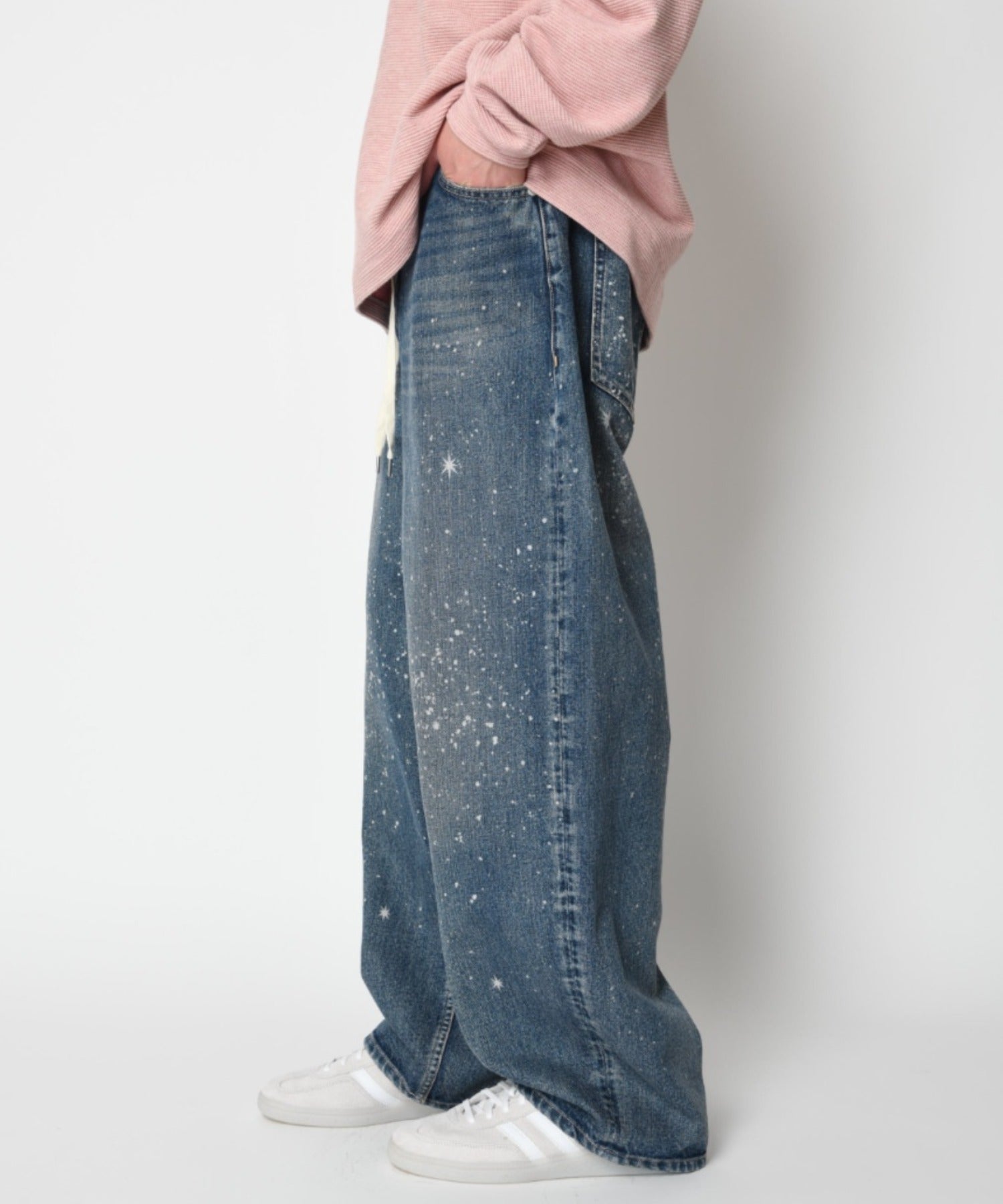 Space denim barrel leg jeans - blue denim
