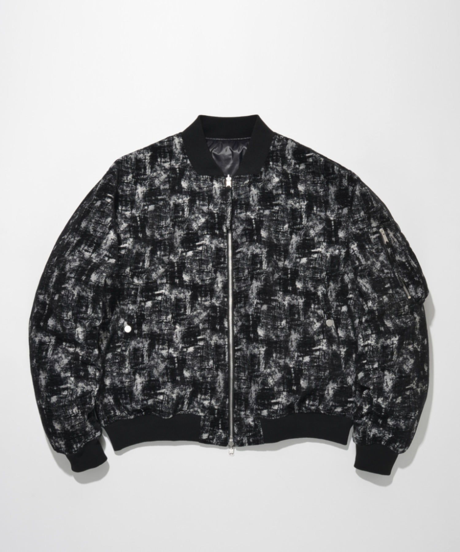 Mix jacquard Reversible Flight jacket - white-black