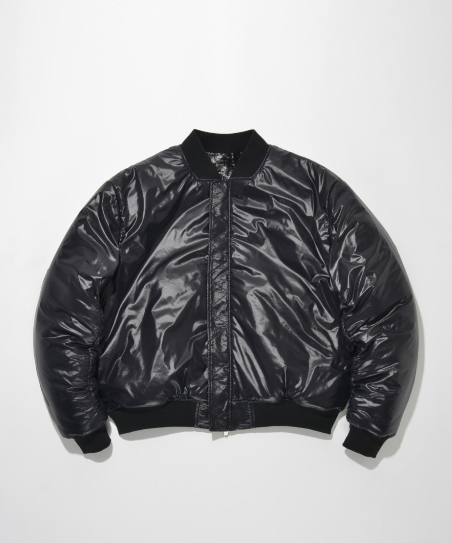 Mix jacquard Reversible Flight jacket - white-black