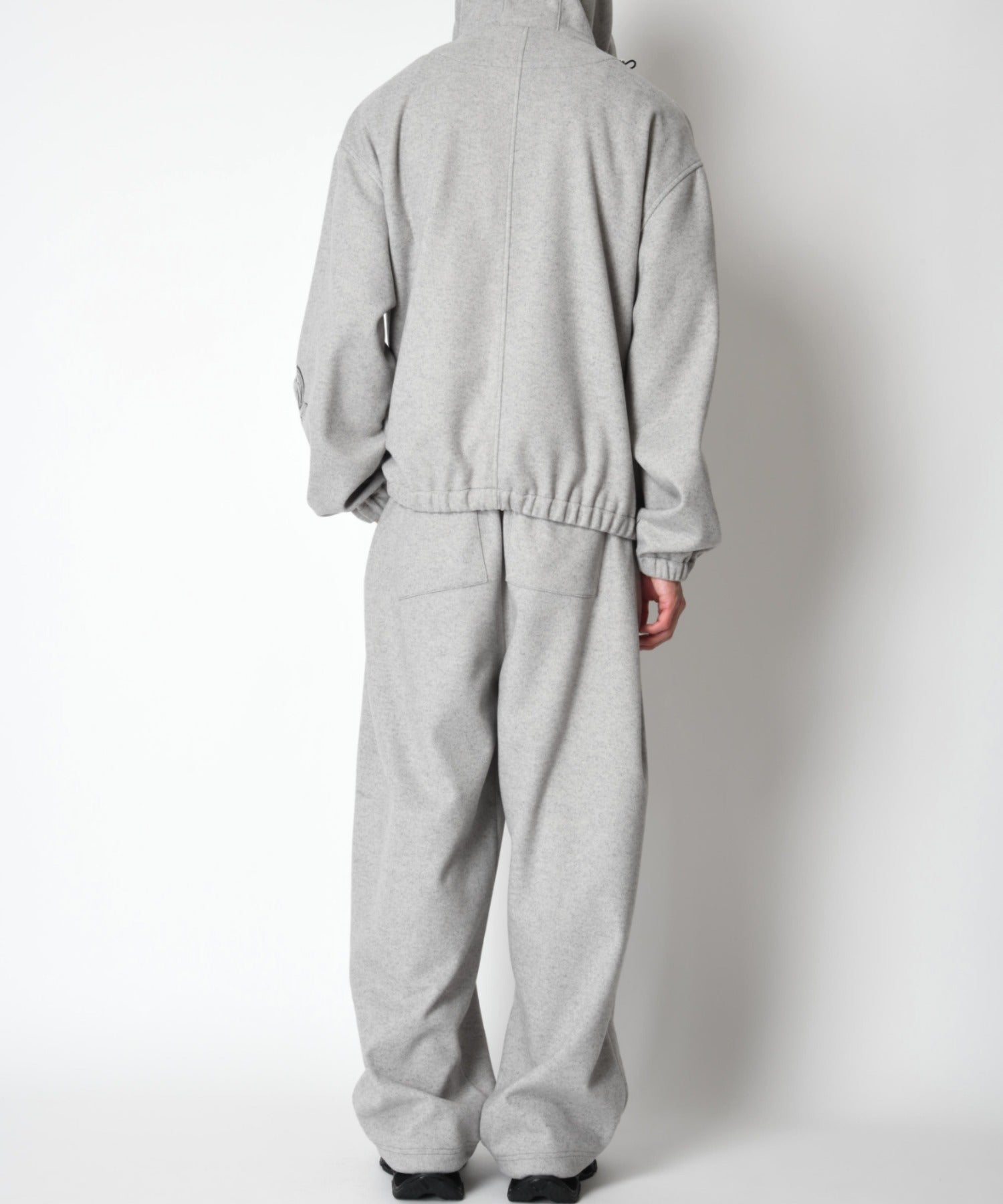 Stretch wool like Side-tuck balloon pants - mix gray
