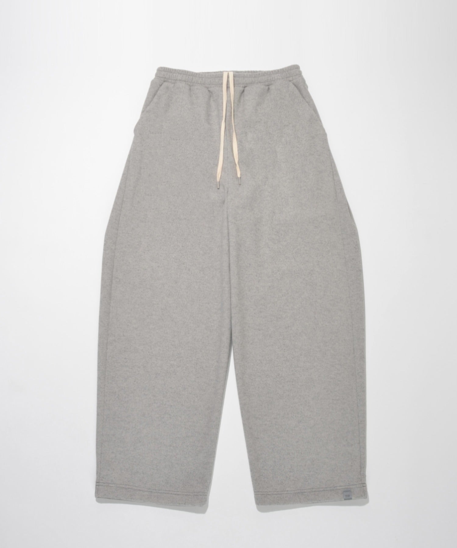 Stretch wool like Side-tuck balloon pants (刺繍無) - mix gray