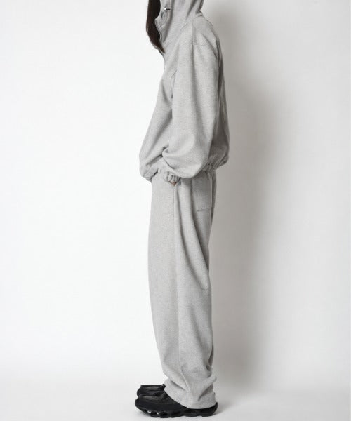 Stretch wool like Side-tuck balloon pants (刺繍無) - mix gray