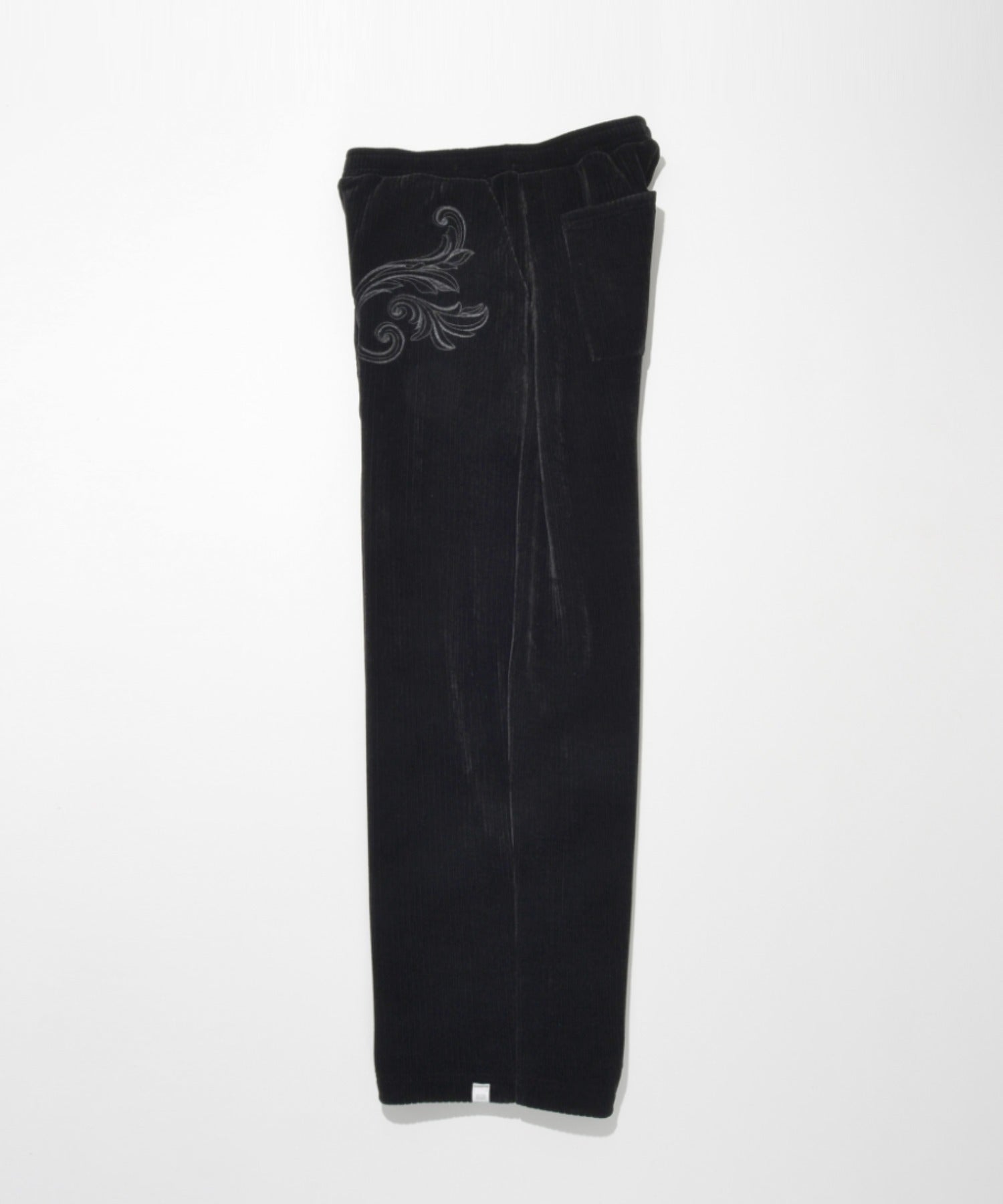 Stretch corduroy Side-tuck balloon pants - black