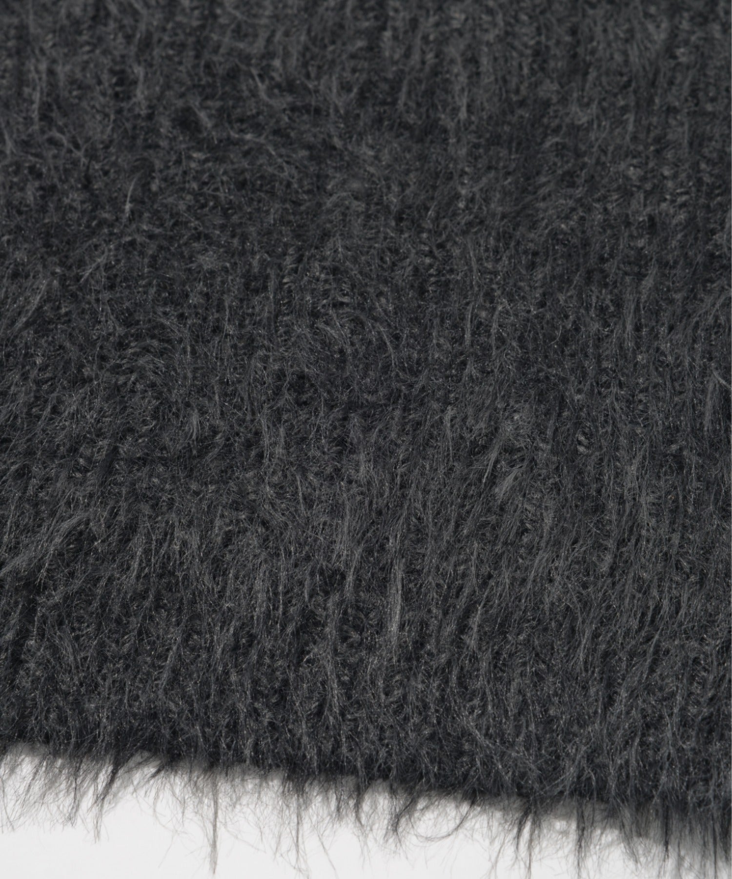 Crew neck volume shaggy knit - black/gy