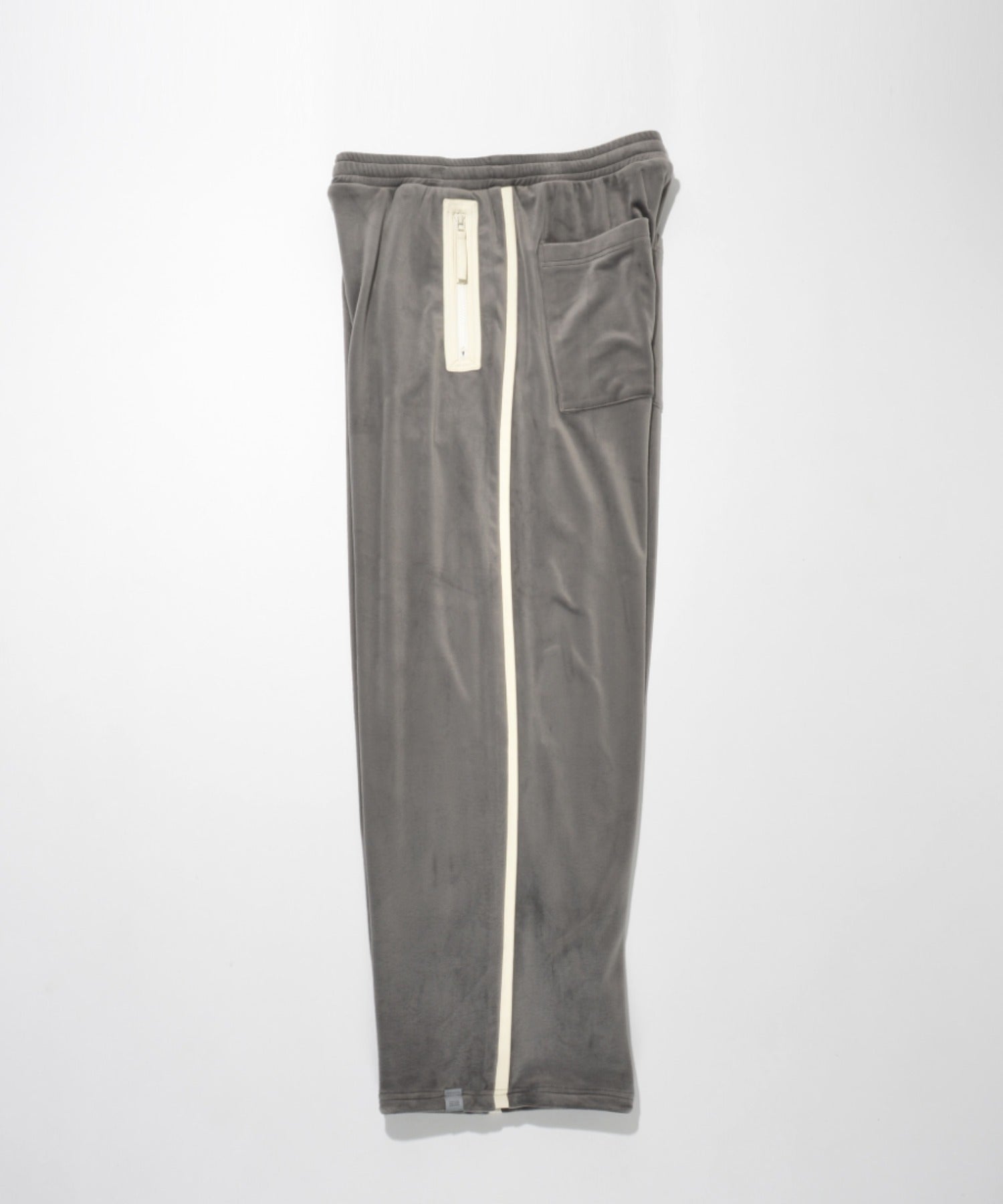 Velour barrel leg line pants - gray/wh