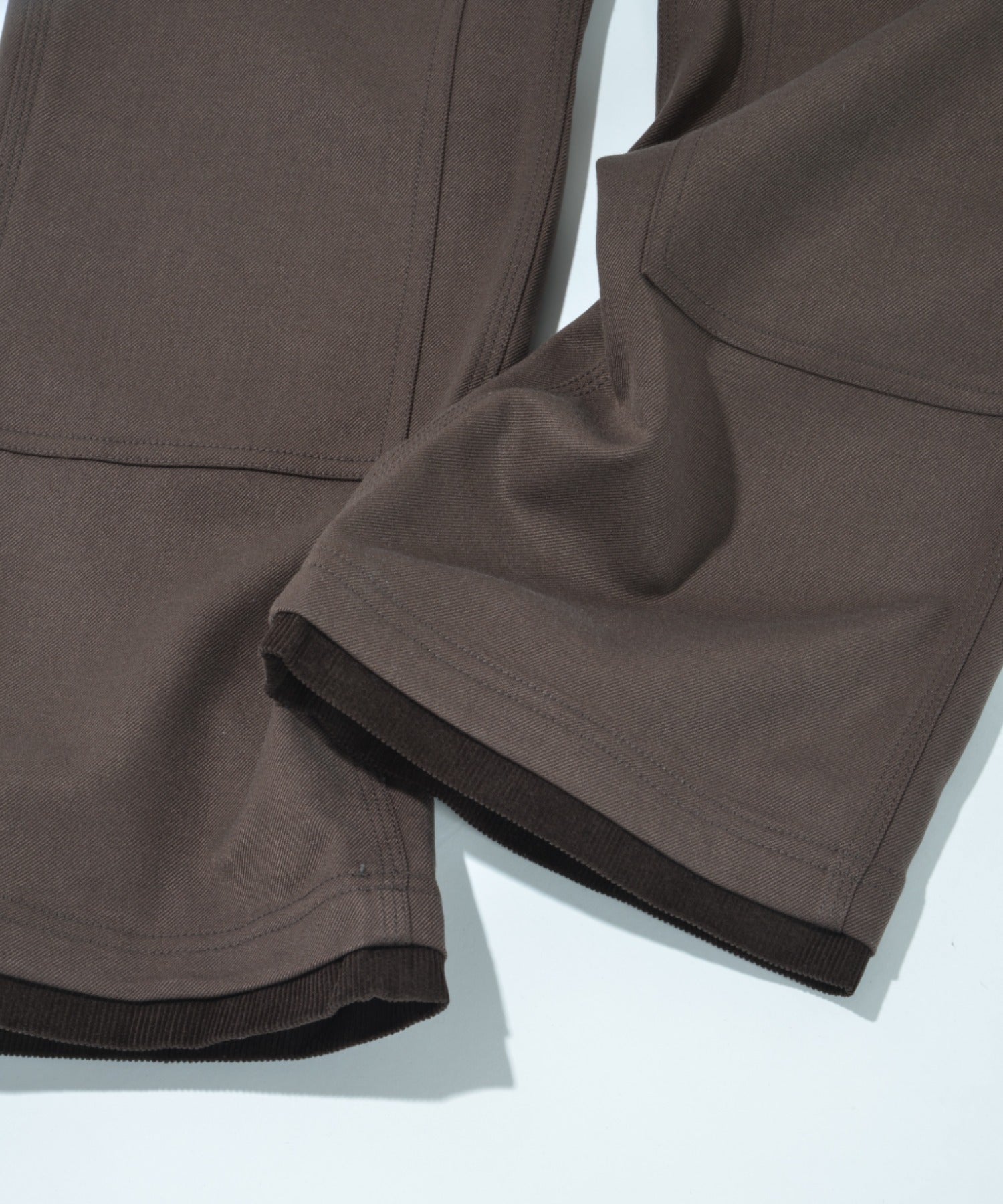 Layered hem Double knee Pants - brown