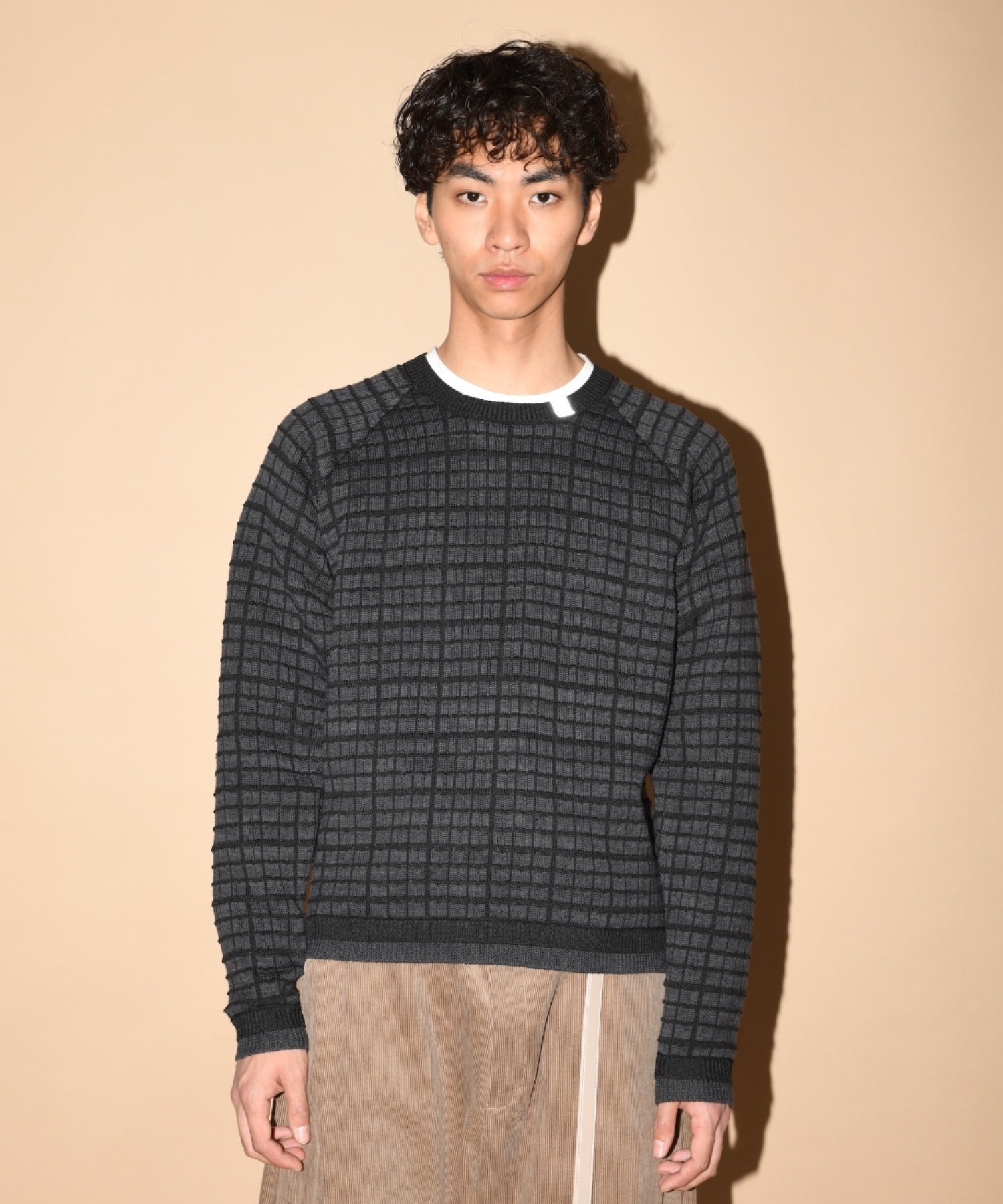 Graph check Knit Crew-neck - black/black