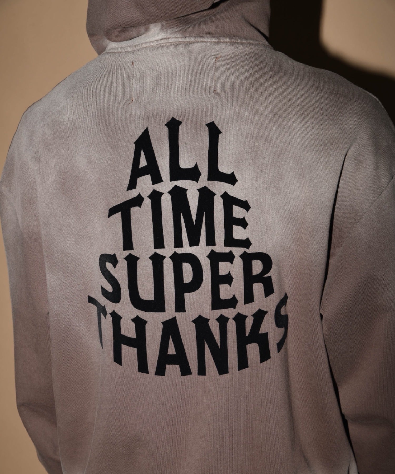 Sun faded Flocky print Zip-Hoodie Sweat - black