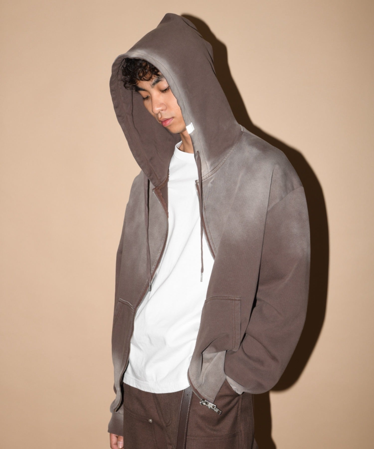 Sun faded Zip-Hoodie Sweat - black