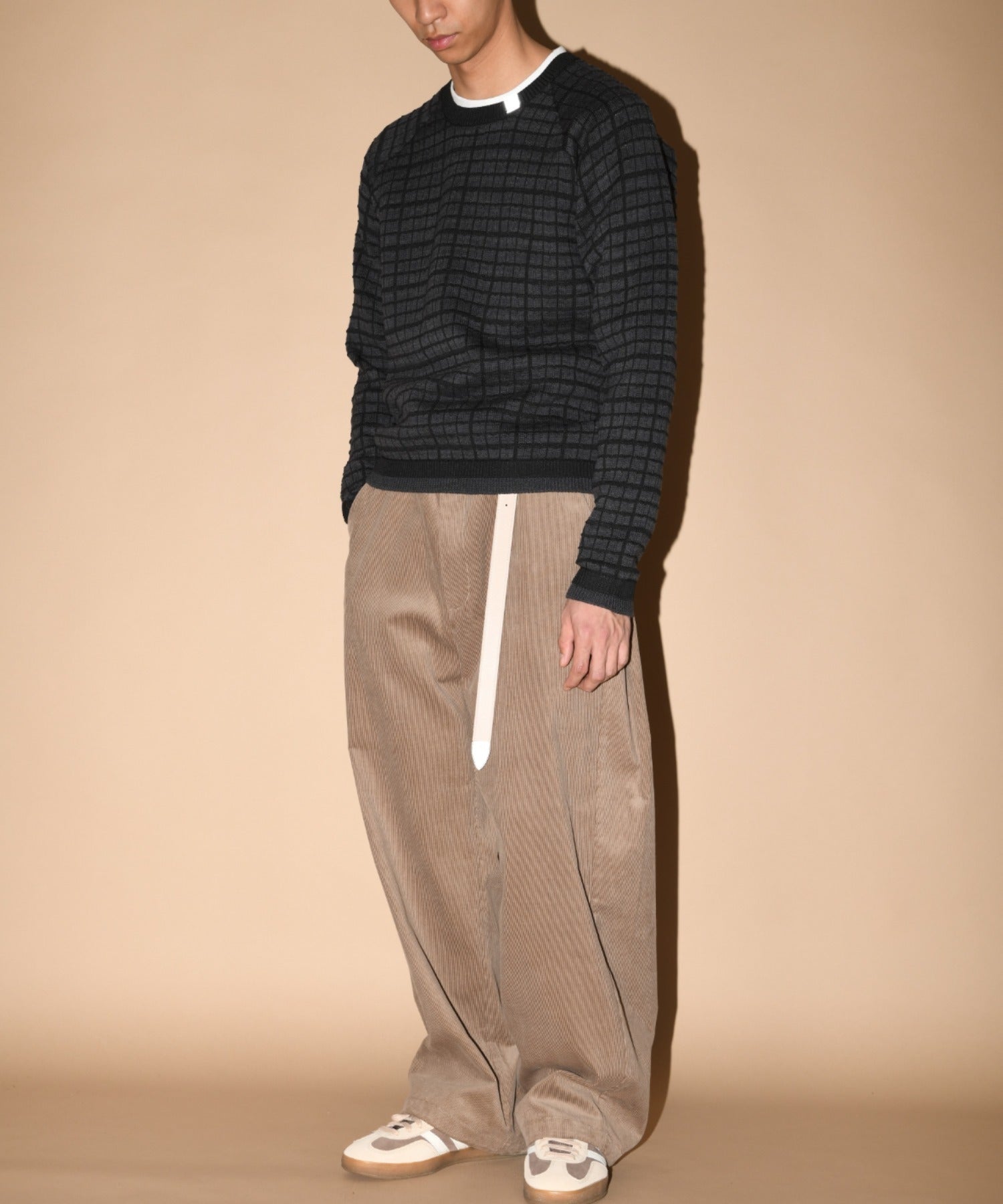 Graph check Knit Crew-neck - black/black