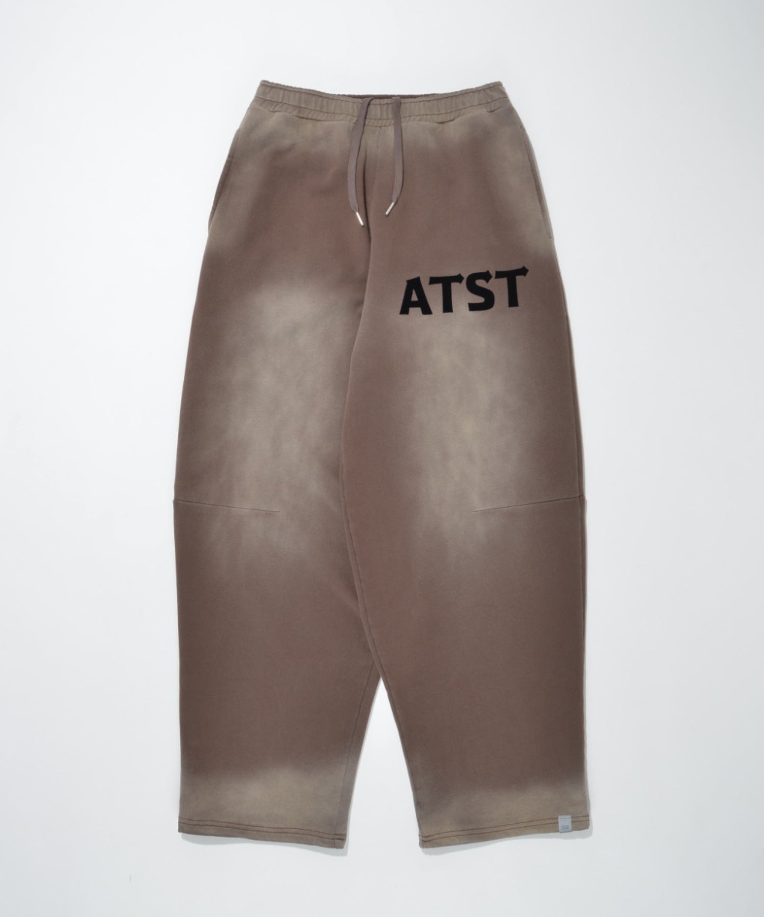 Sun faded Flocky print Sweat Side-tuck Wide Pants - black