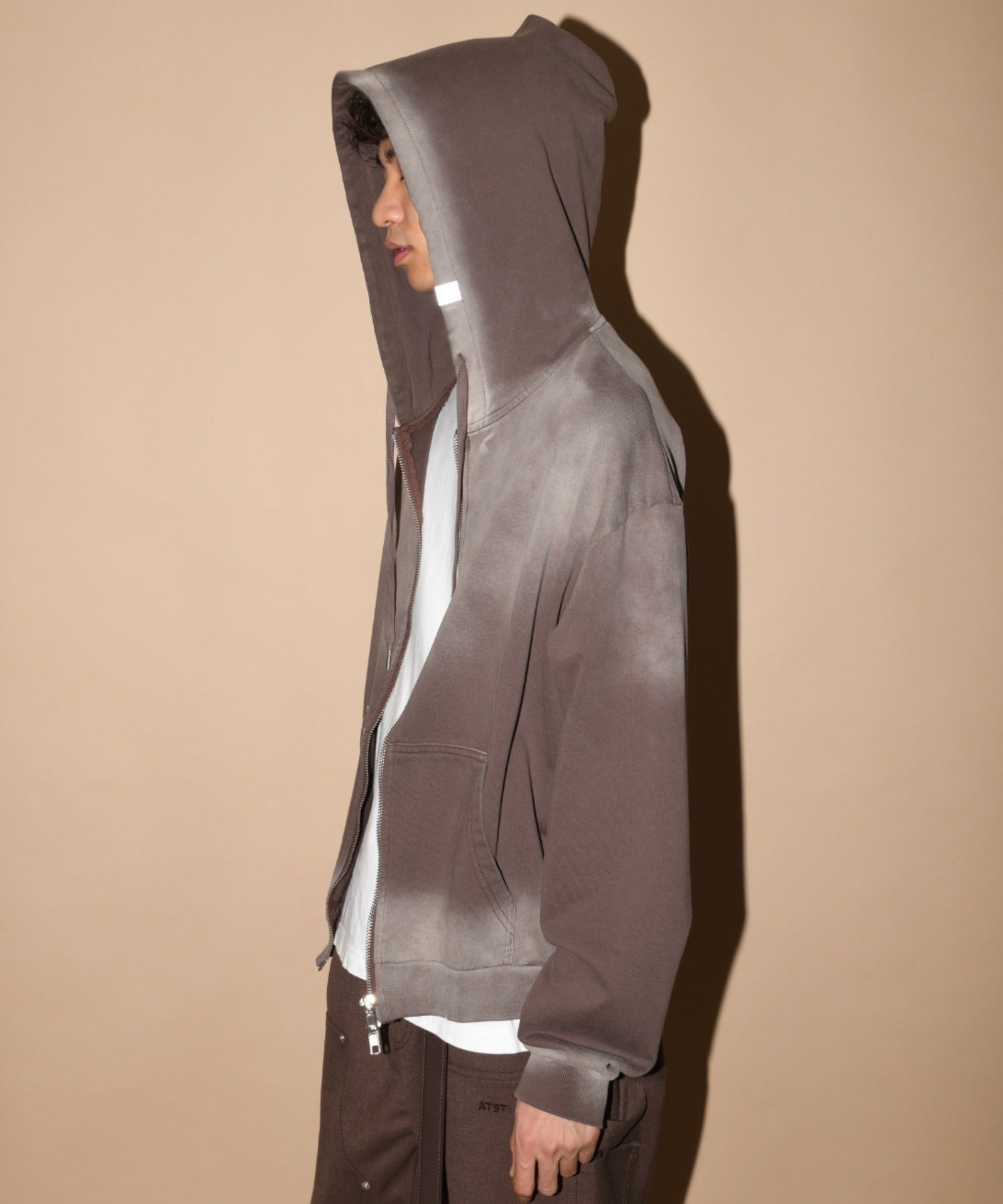 Sun faded Zip-Hoodie Sweat - black