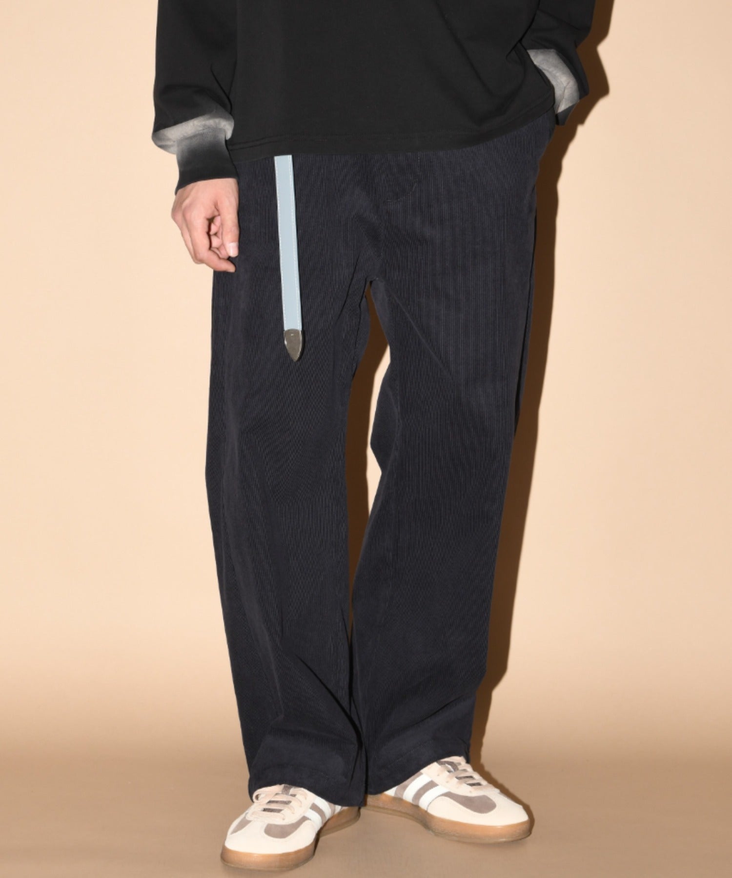 Corduroy Side-tuck Wide Pants - mocha