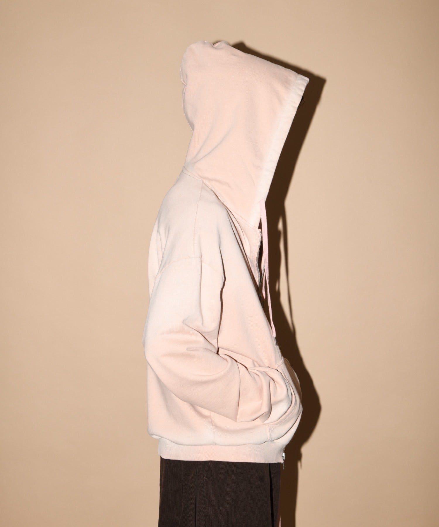 Sun faded Flocky print Zip-Hoodie Sweat - pink