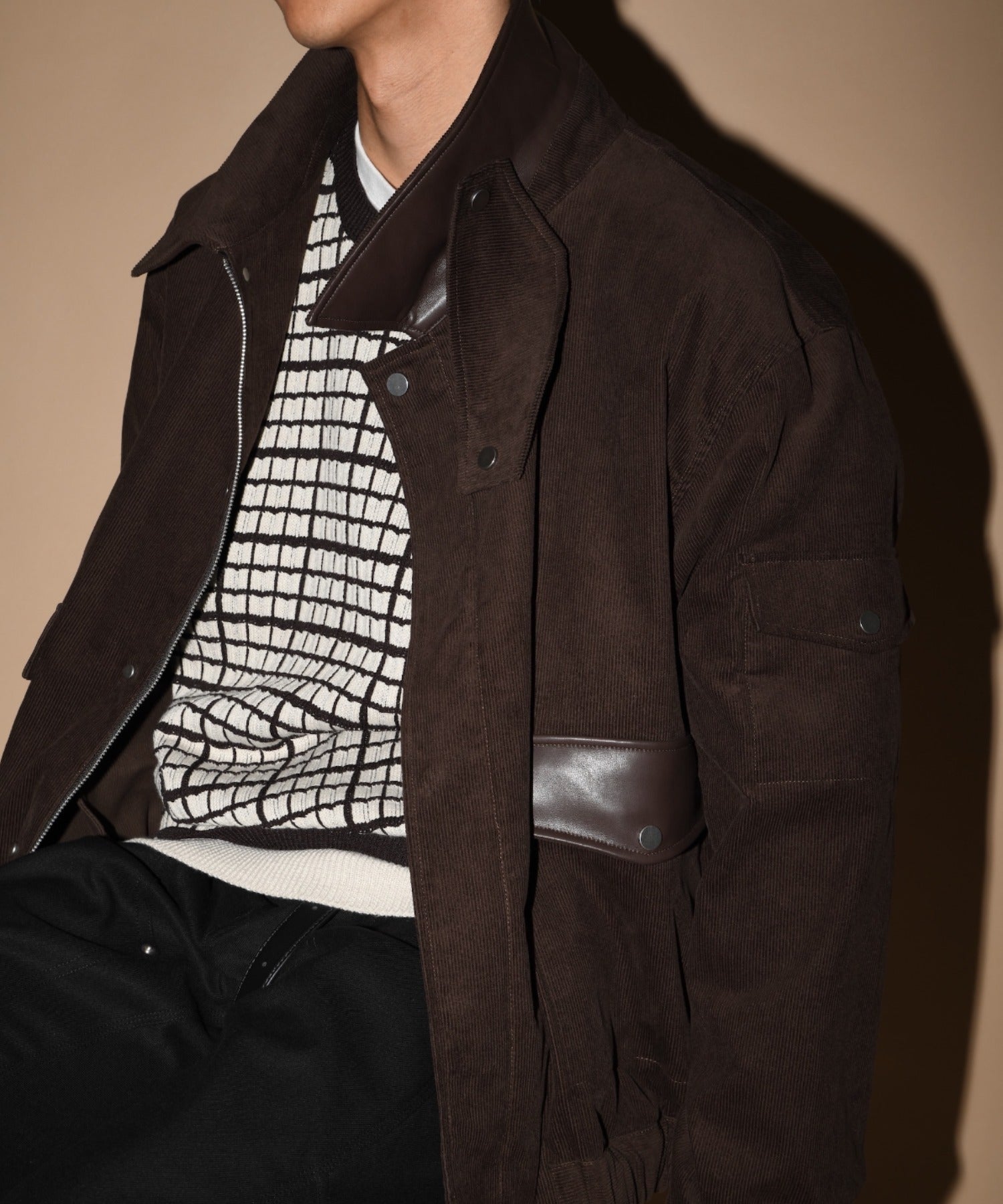 Corduroy Harrington Jacket- brown