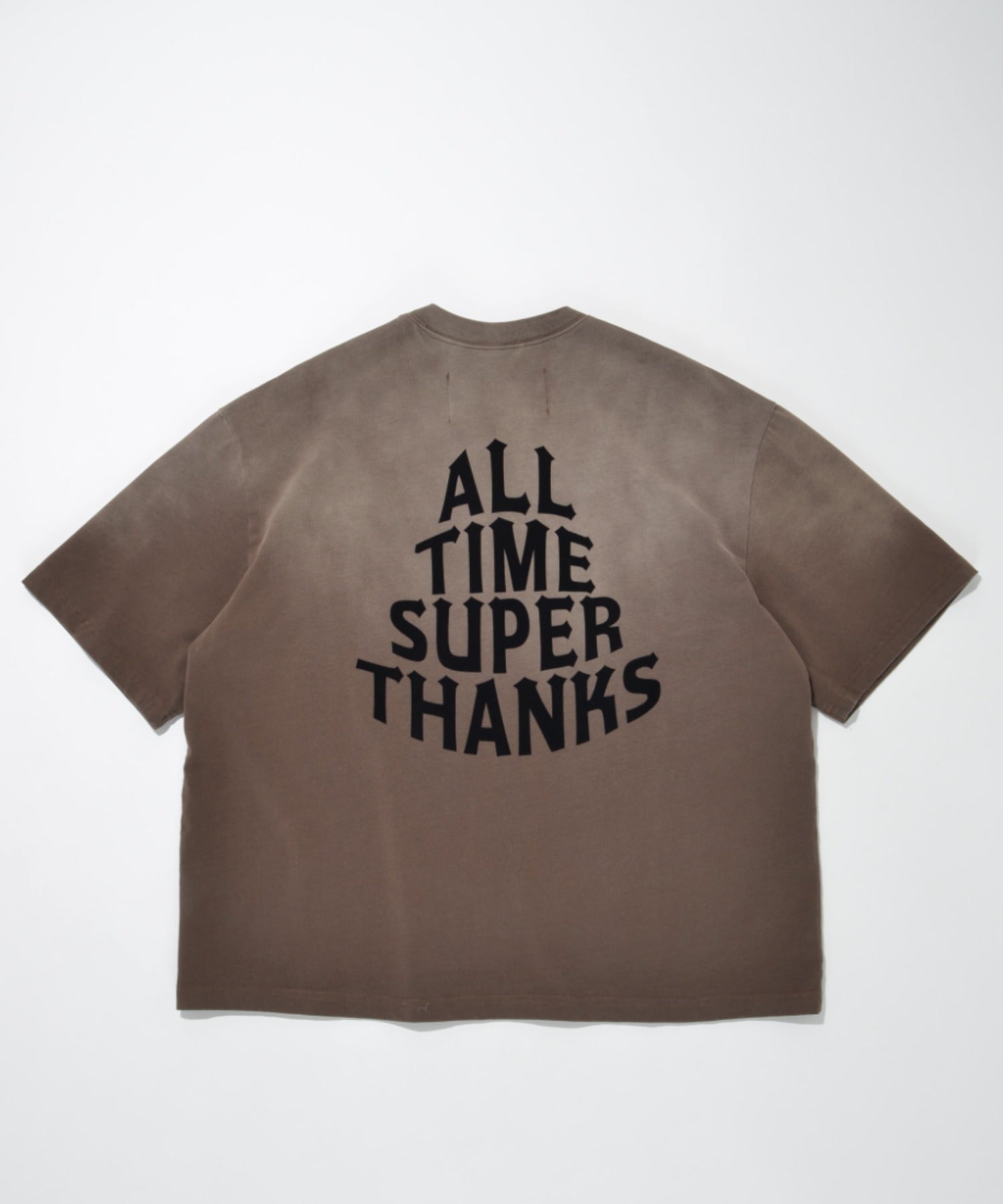 Sun faded Flocky print Sweat S/S T-shirt - brown