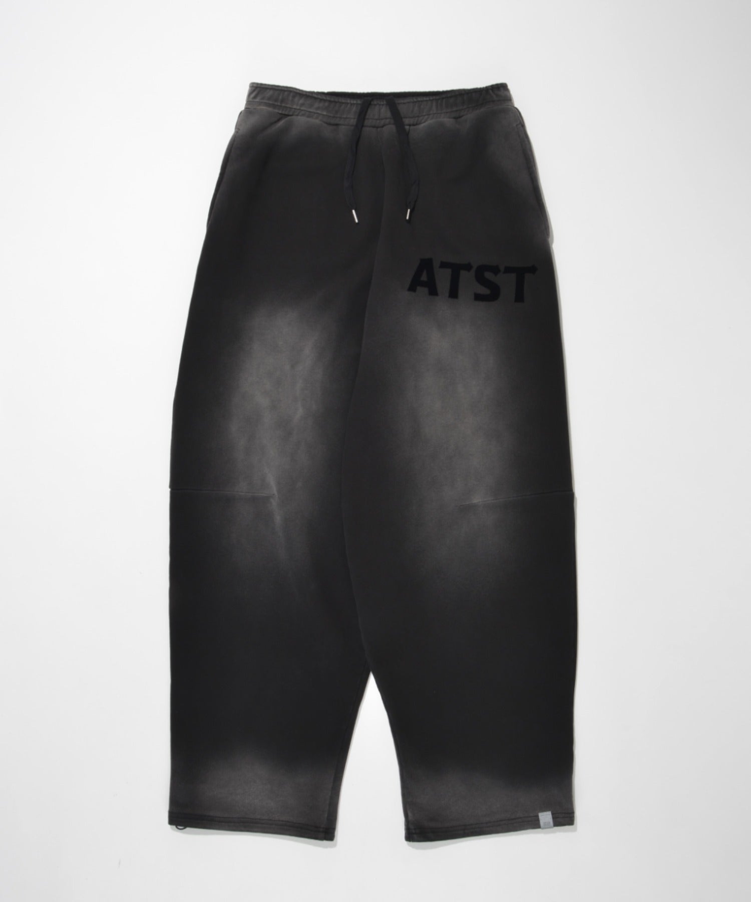 Sun faded Flocky print Sweat Side-tuck Wide Pants - black