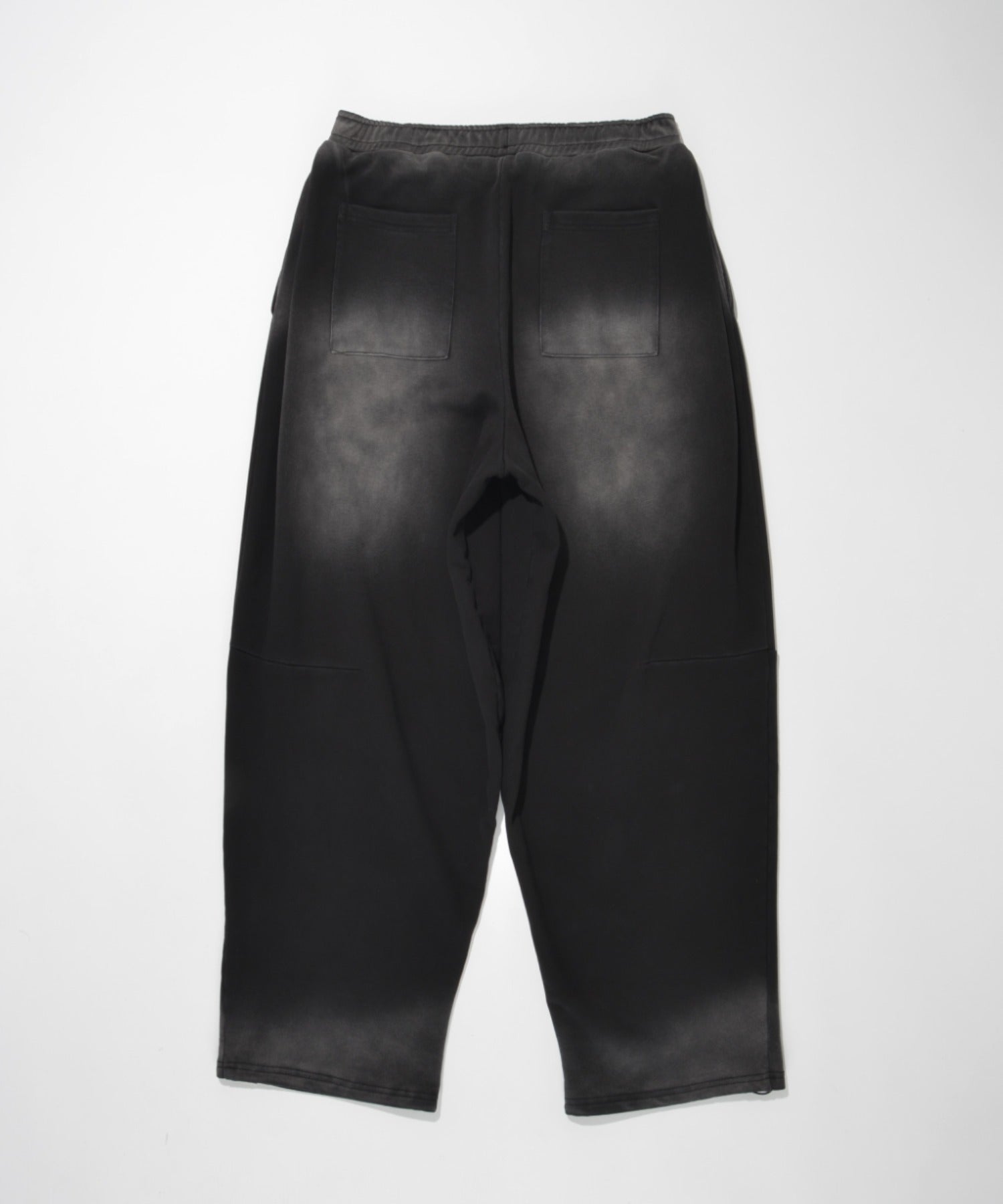 Sun faded Flocky print Sweat Side-tuck Wide Pants - black