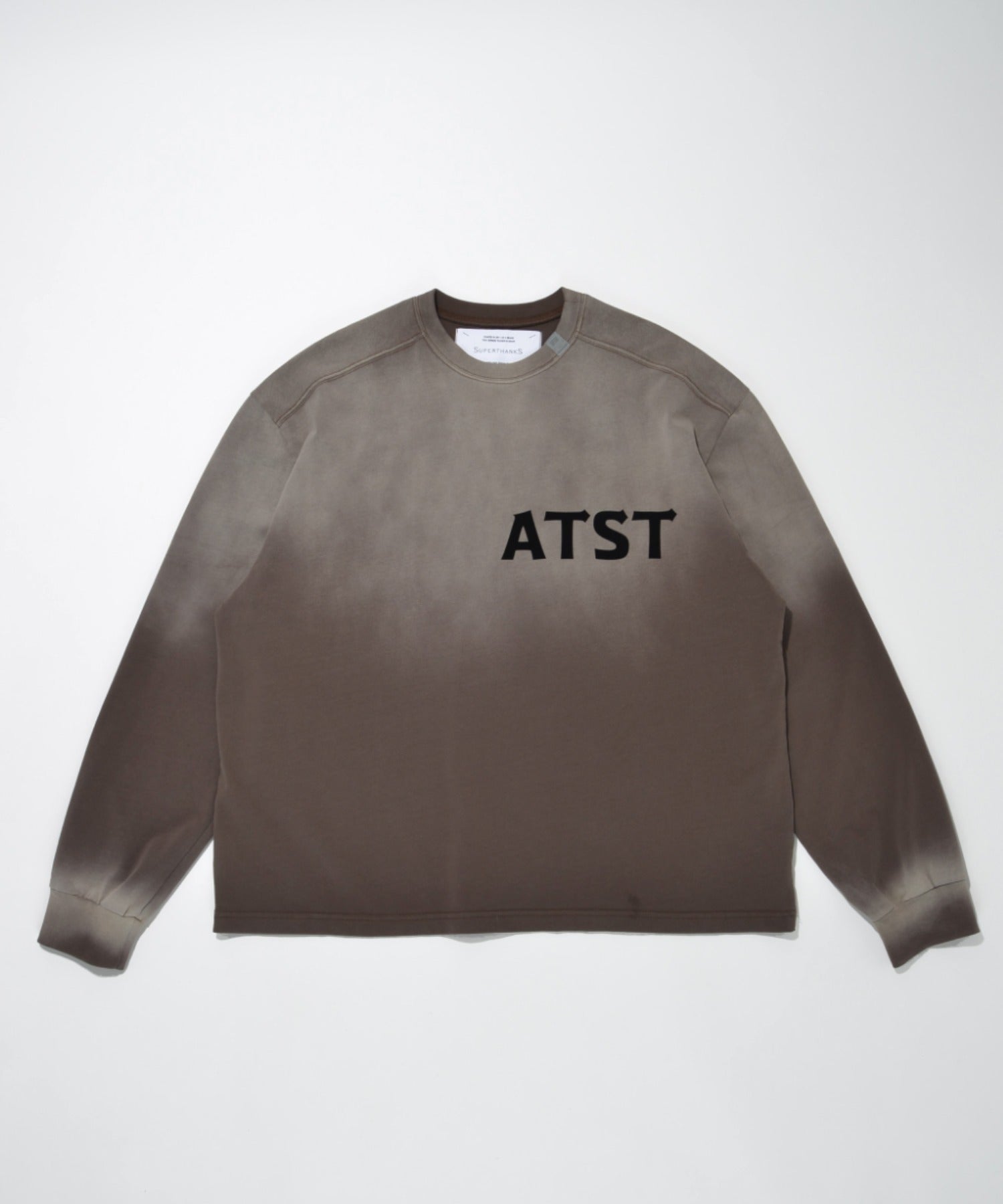 Sun faded Flocky print Sweat L/S T-shirt - black