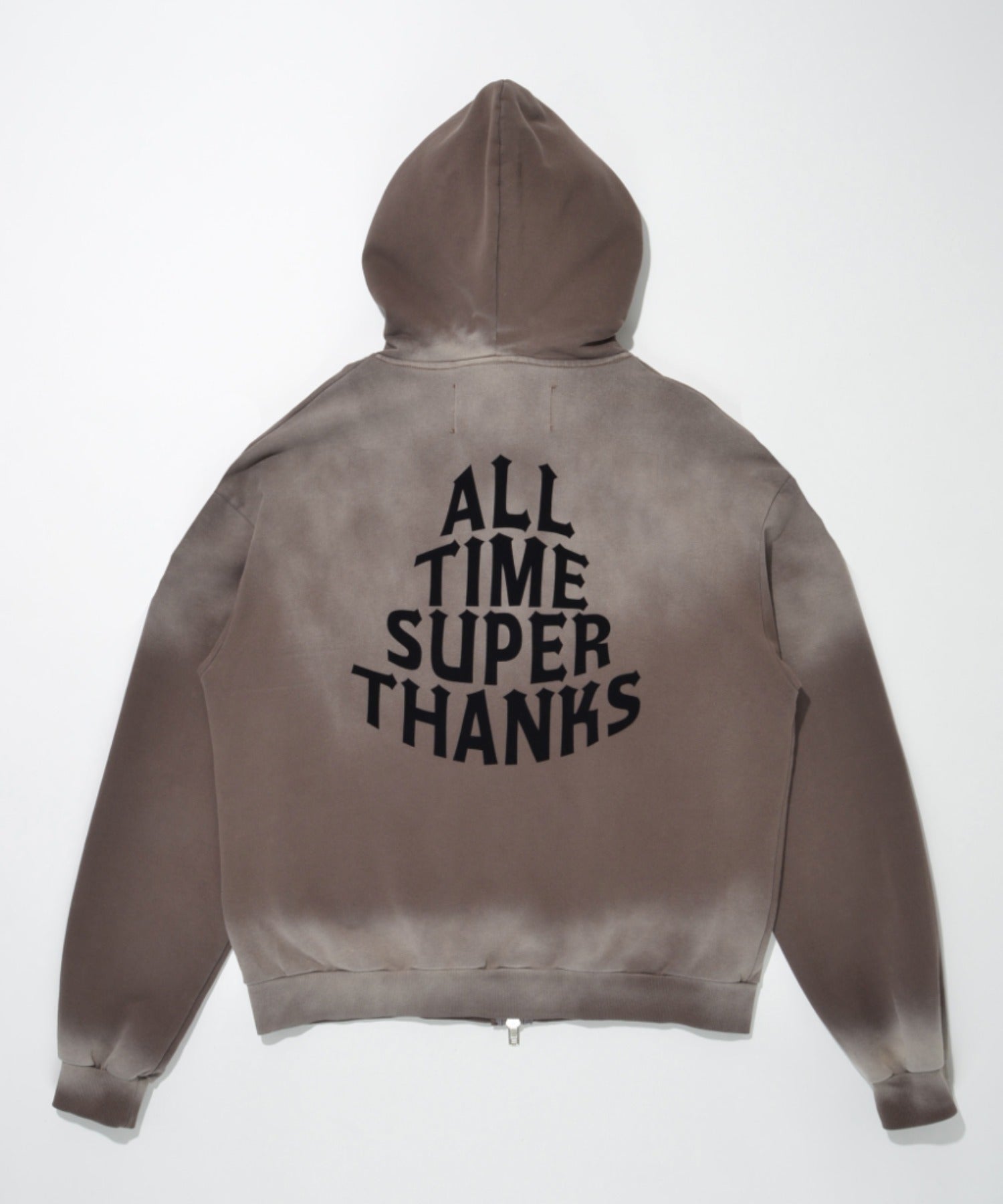 Sun faded Flocky print Zip-Hoodie Sweat - black