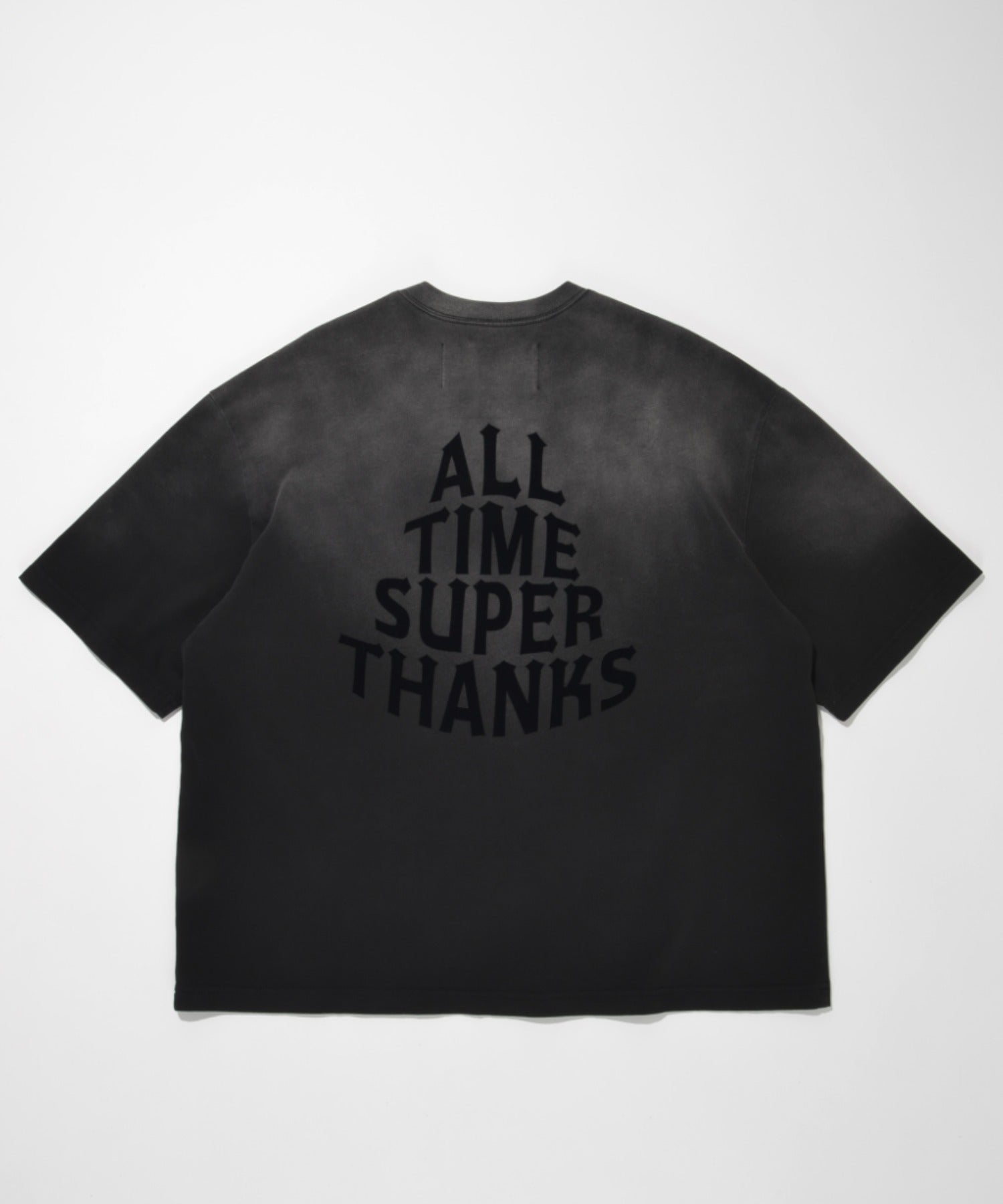 Sun faded Flocky print Sweat S/S T-shirt - black