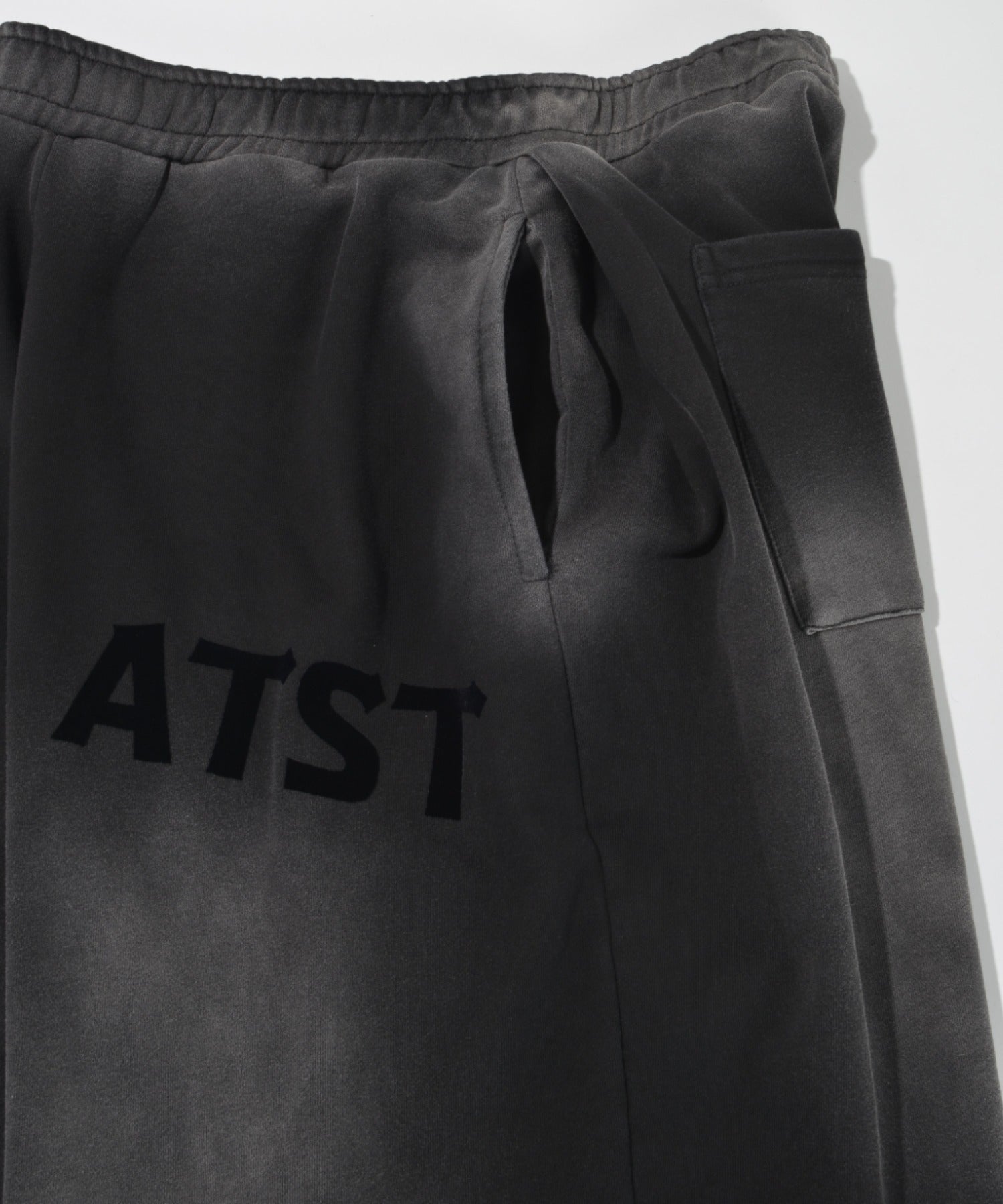 Sun faded Flocky print Sweat Side-tuck Wide Pants - brown