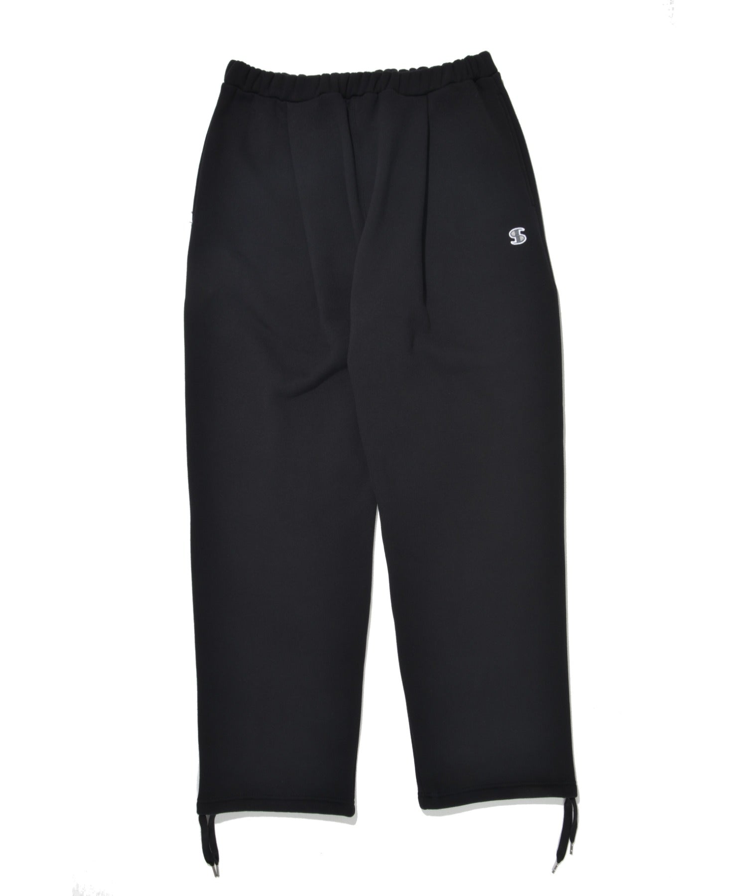無地ワンポイント裏起毛スウェットパンツ/Wide sweat trousers - navy