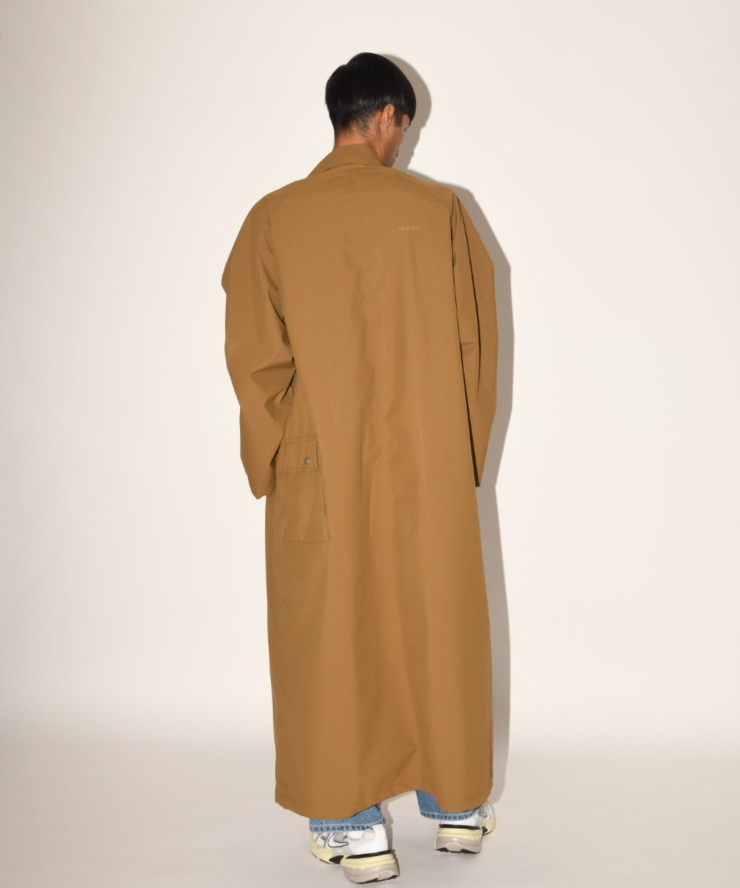 Soutien collar long coat - khaki/gray