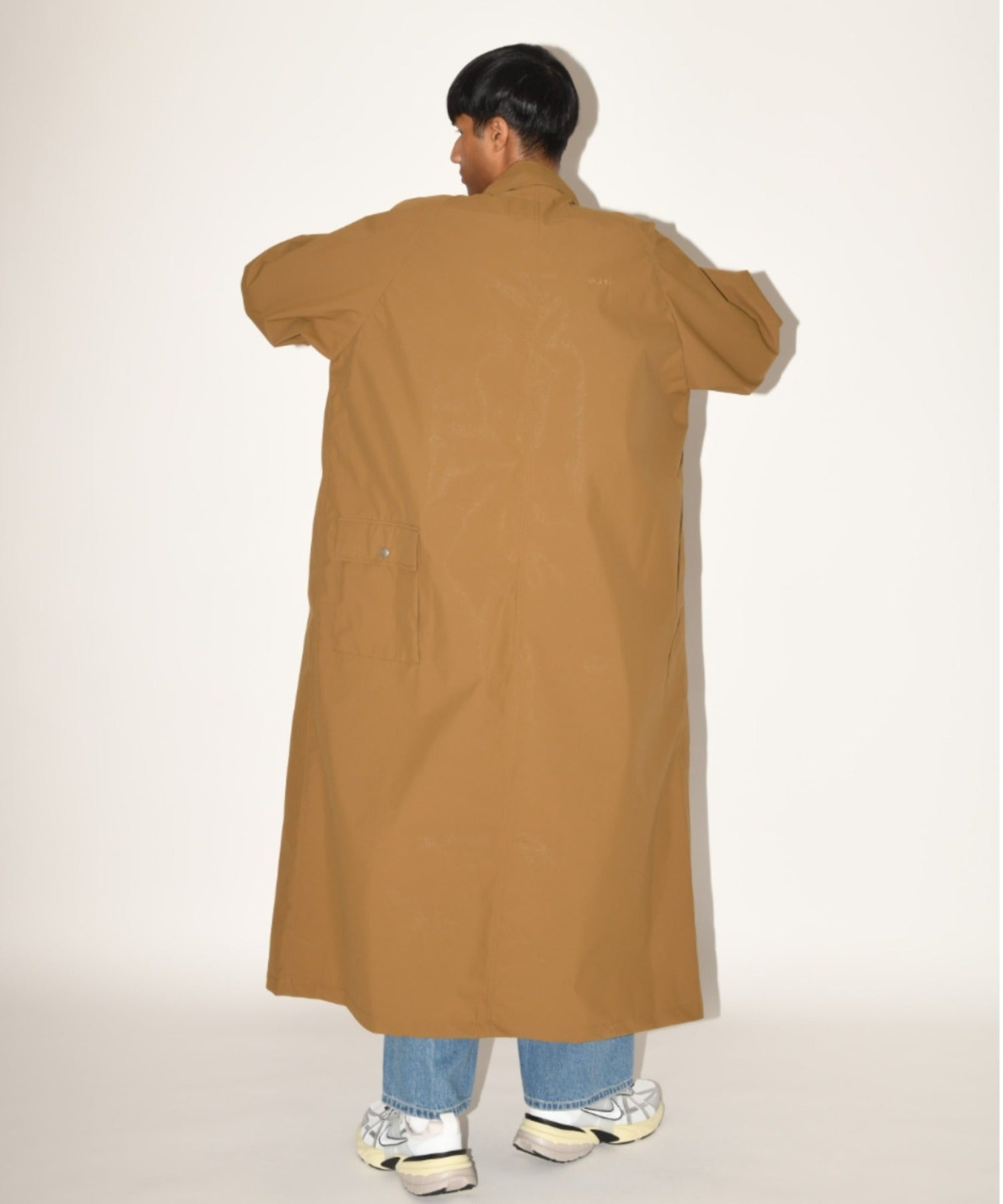 Soutien collar long coat - khaki/gray