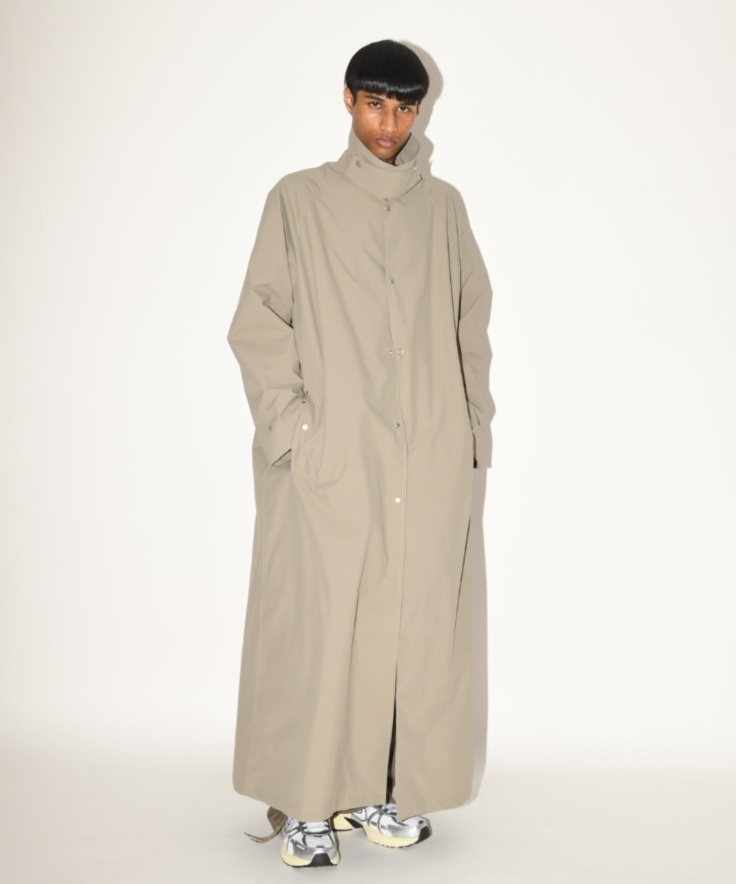 Soutien collar long coat - khaki/gray